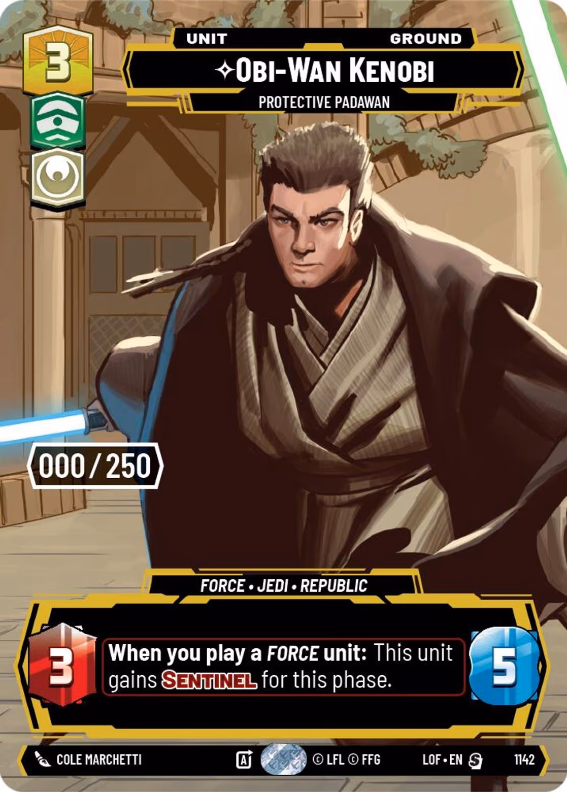 Obi-Wan Kenobi - Protective Padawan LOF-1142 Prestige Serialized Star Wars Unlimited card