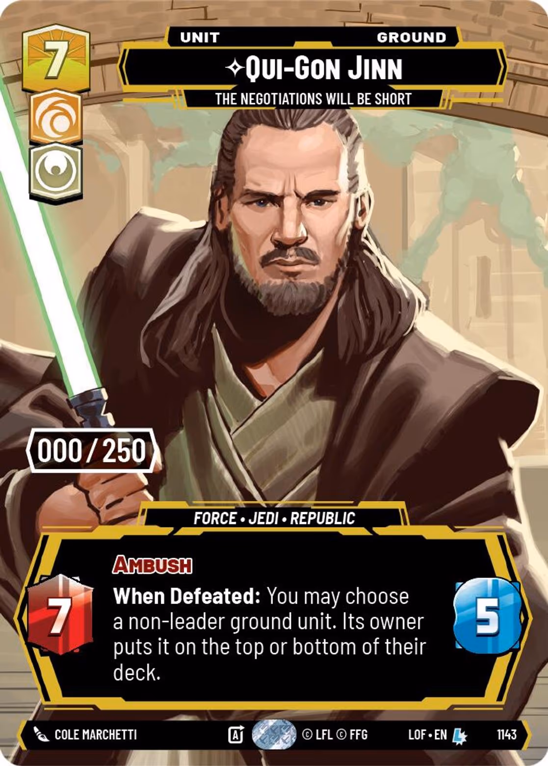 Qui-Gon Jinn - The Negotiations will be Short LOF-1143 Prestige Serialized Star Wars Unlimited card