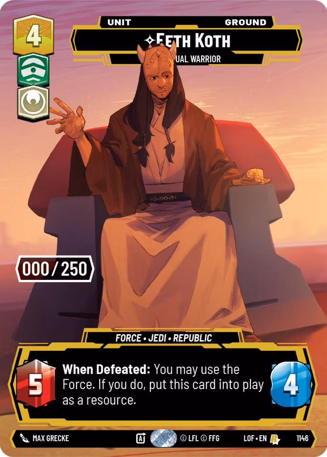 Eeth Koth - Spiritual Warrior LOF-1146 Prestige Serialized Star Wars Unlimited card