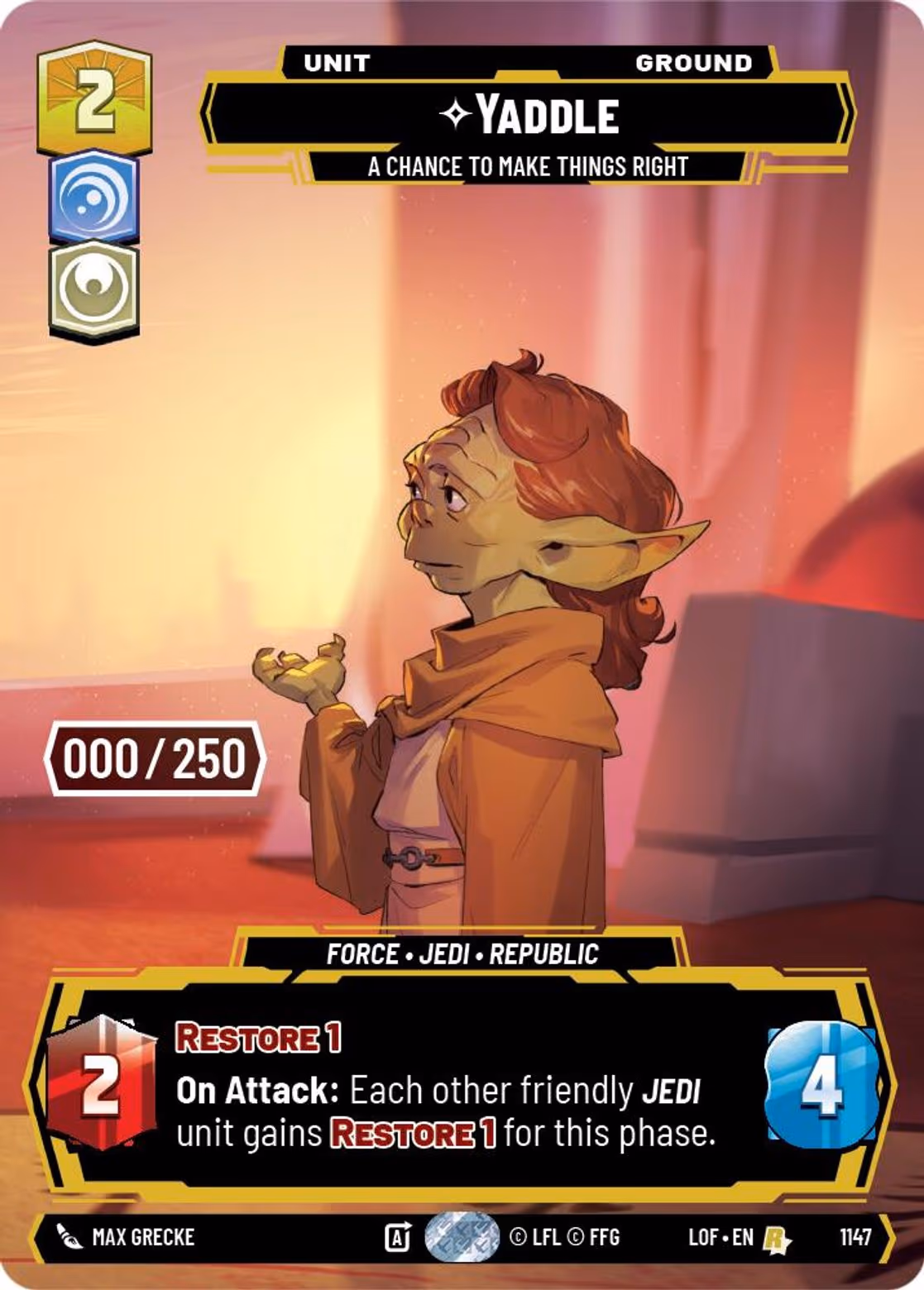 Yaddle - A Chance to Make Things Right LOF-1147 Prestige Serialized Star Wars Unlimited card