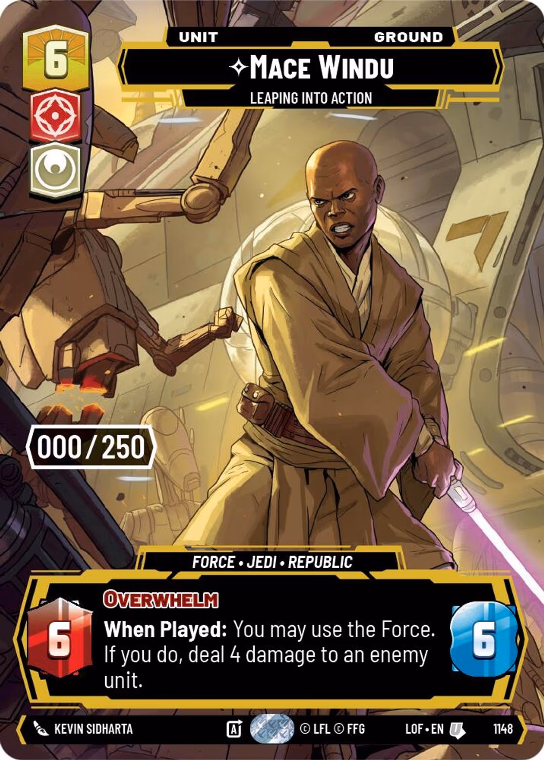 Mace Windu - Leaping into Action LOF-1148 Prestige Serialized Star Wars Unlimited card
