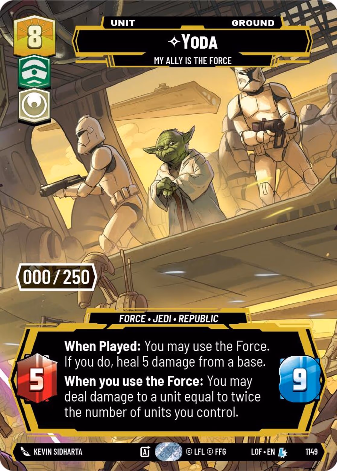 Yoda - My Ally is the Force LOF-1149 Prestige Serialized Star Wars Unlimited card
