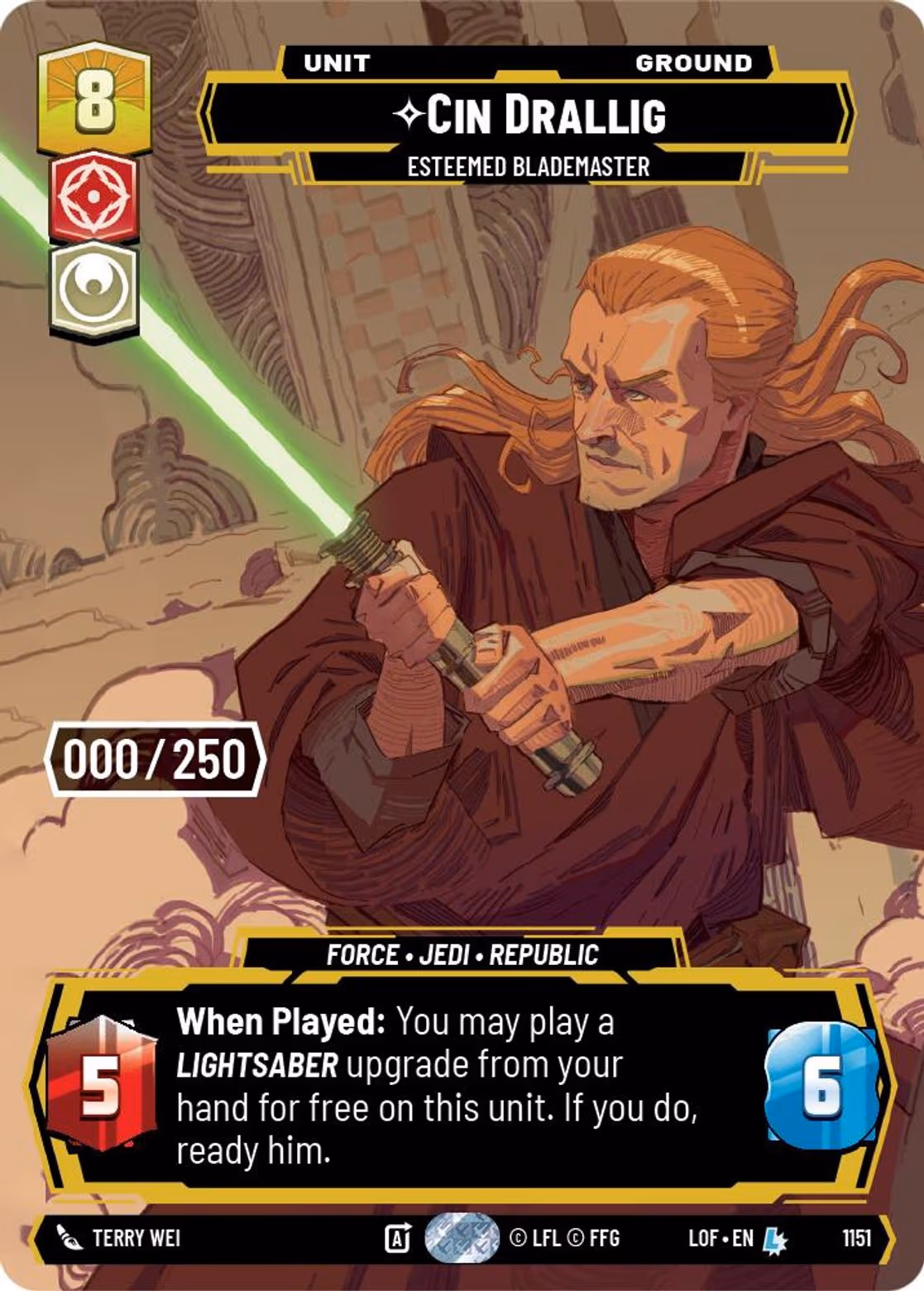 Cin Drallig - Esteemed Blademaster LOF-1151 Prestige Serialized Star Wars Unlimited card