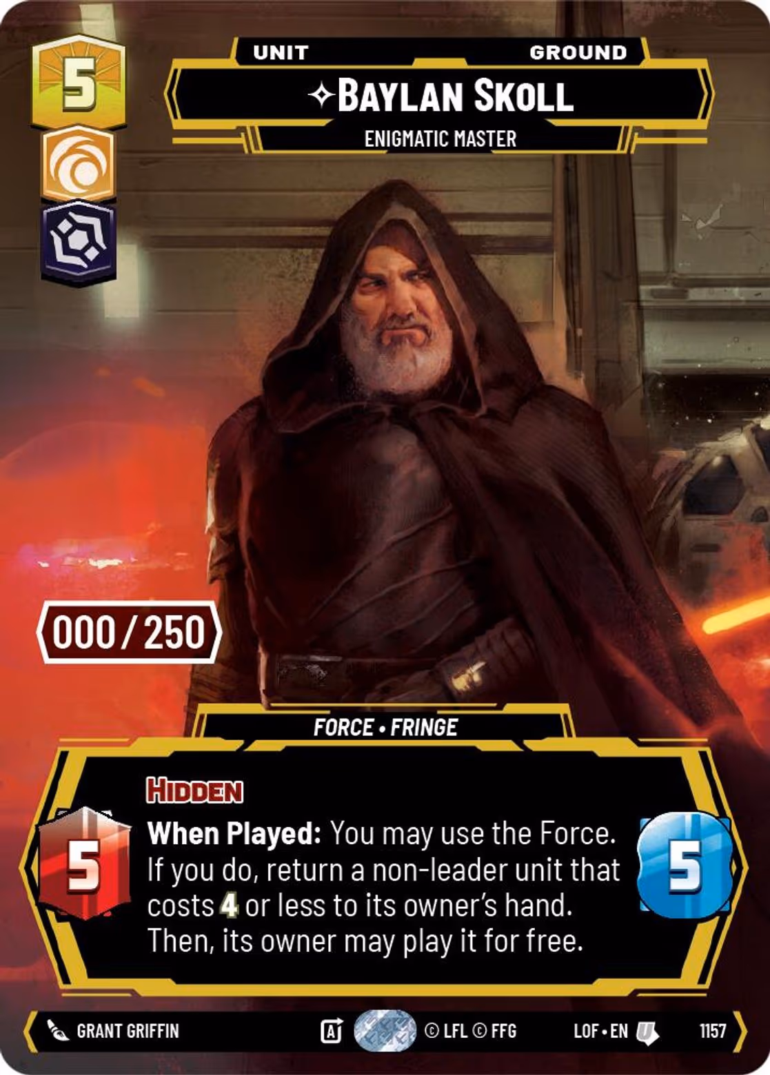 Baylan Skoll - Enigmatic Master LOF-1157 Prestige Serialized Star Wars Unlimited card