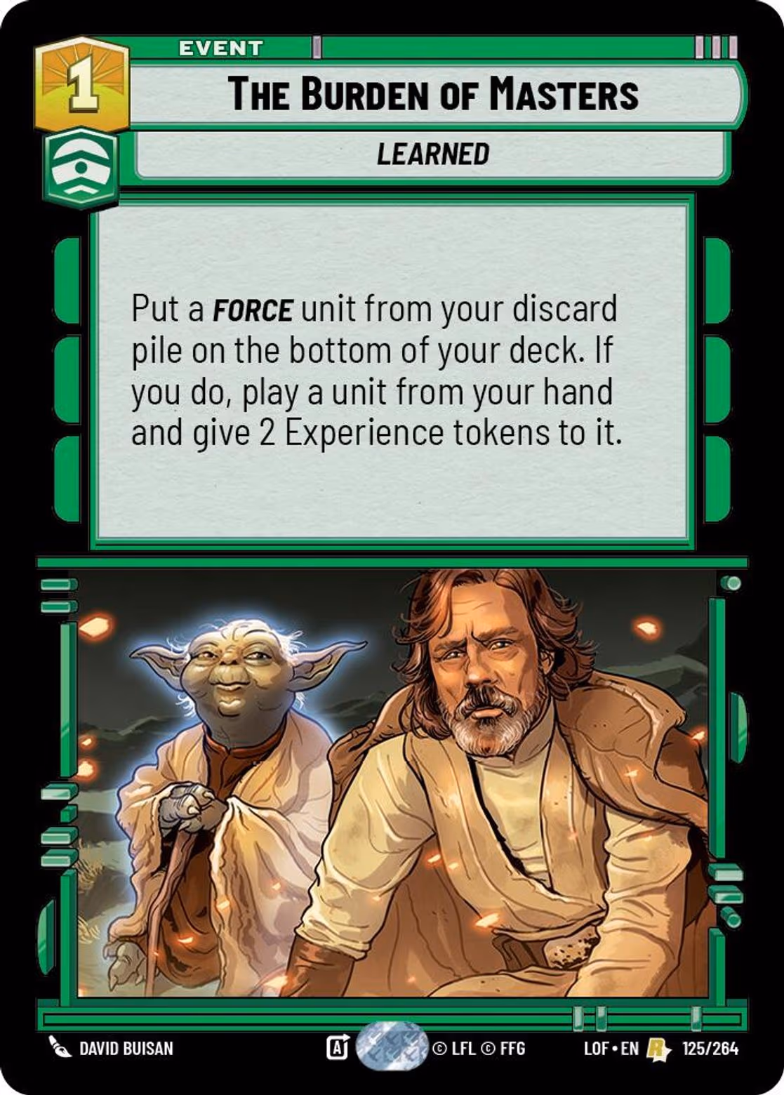 The Burden of Masters LOF-125 Star Wars Unlimited card