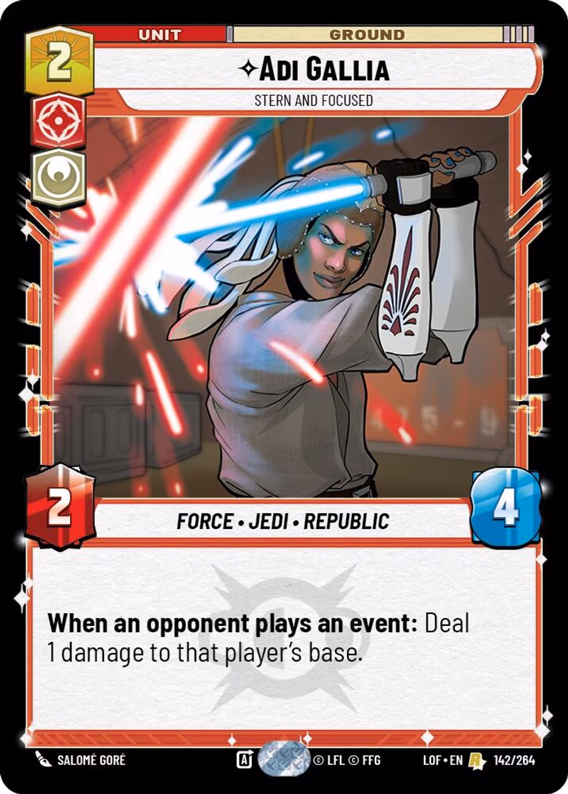 Adi Gallia - Stern and Focused LOF-142 Star Wars Unlimited card