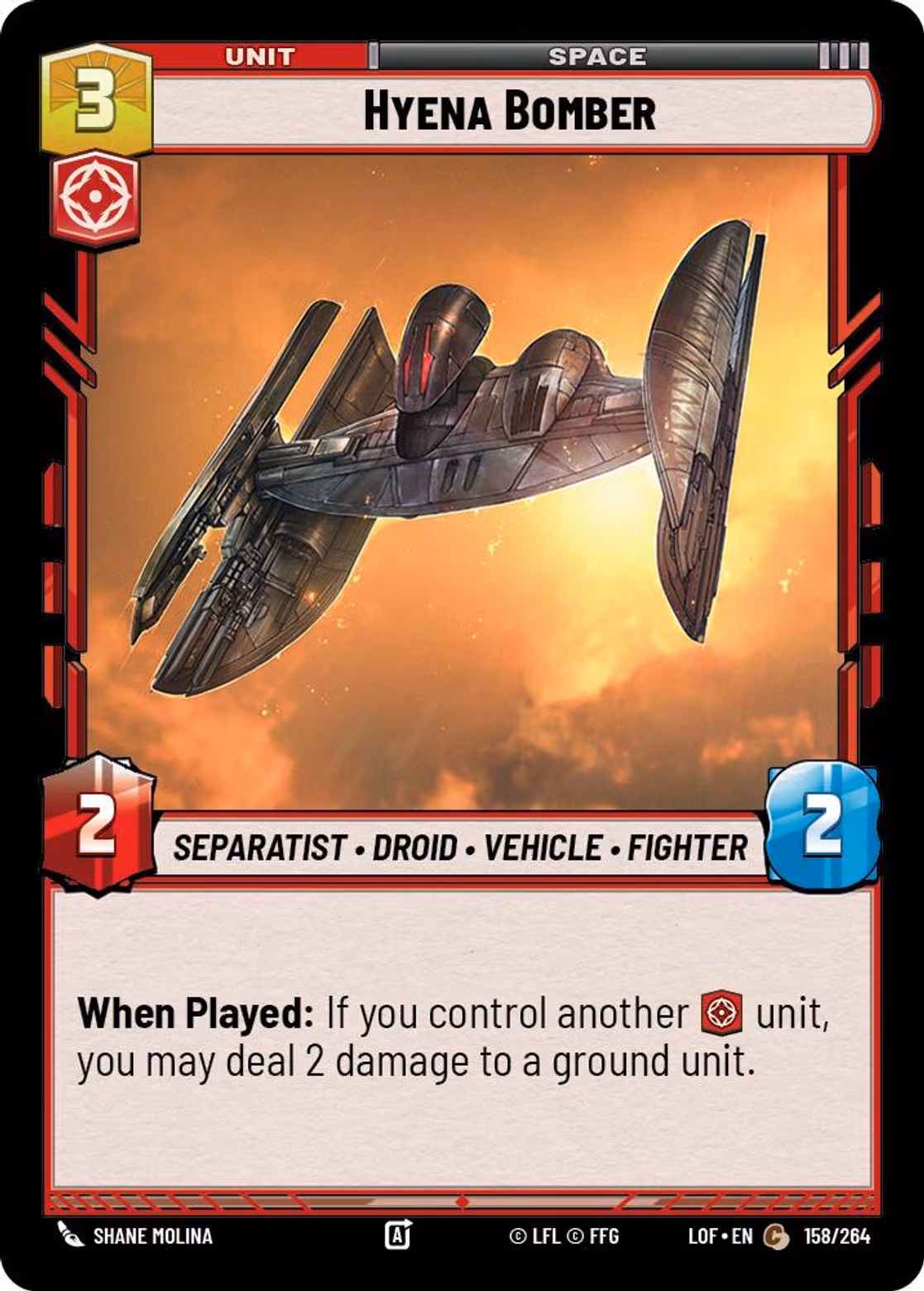 Hyena Bomber LOF-158 Star Wars Unlimited card