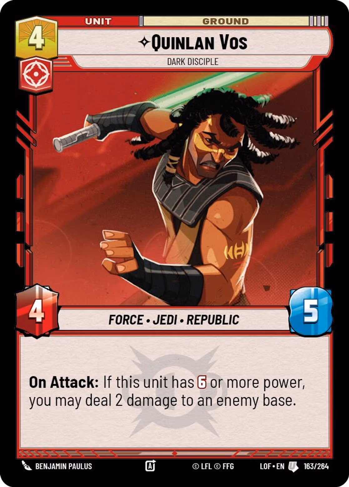 Quinlan Vos - Dark Disciple LOF-163 Star Wars Unlimited card