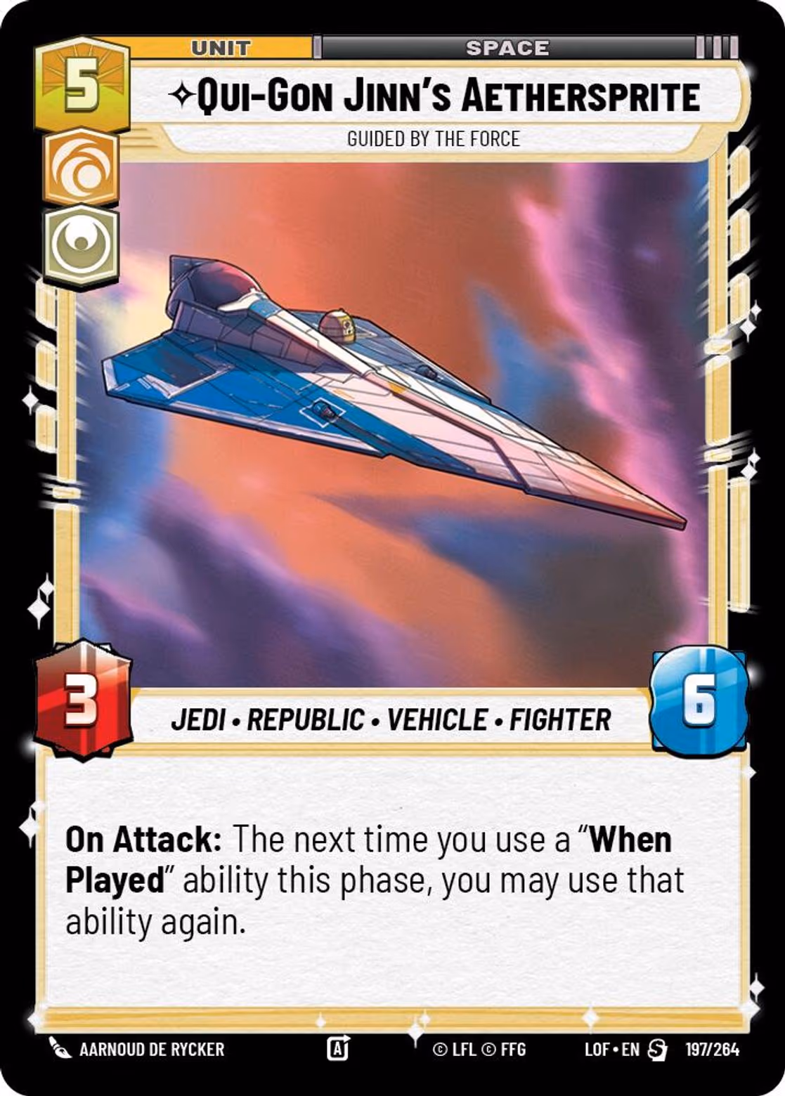 Qui-Gon Jinn's Aethersprite - Guided by the Force LOF-197 Star Wars Unlimited card