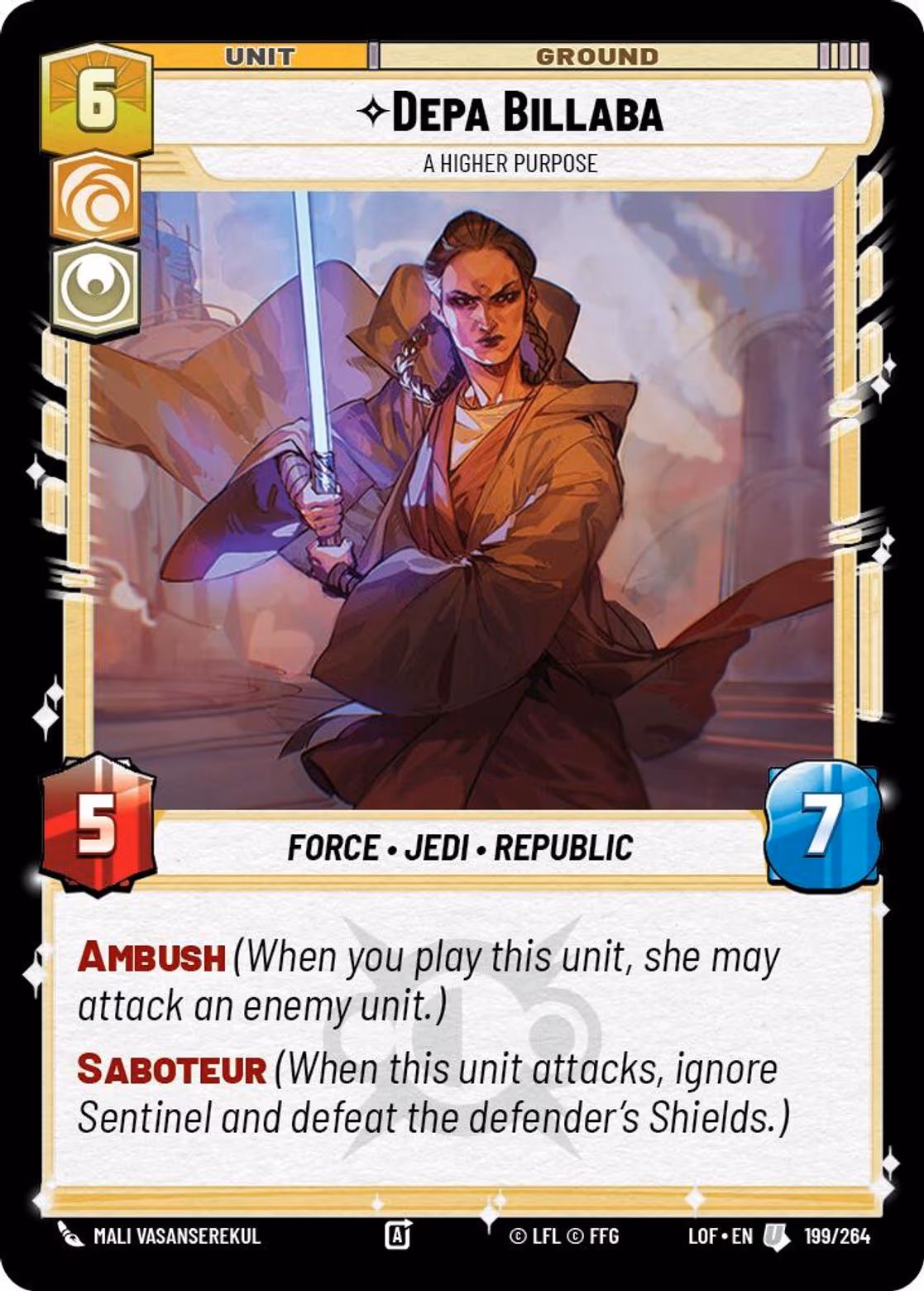 Depa Billaba - A Higher Purpose LOF-199 Star Wars Unlimited card