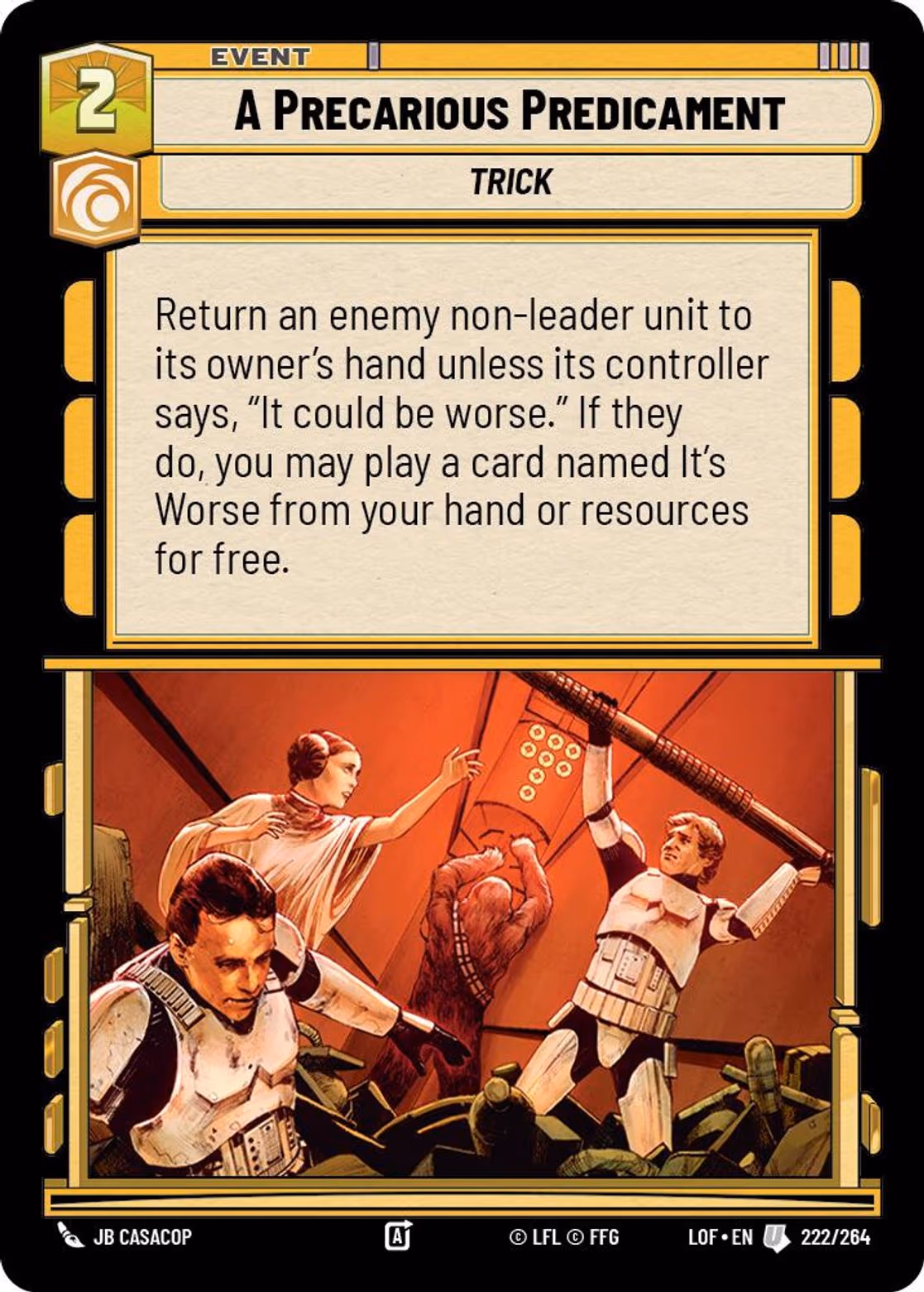 A Precarious Predicament LOF-222 Star Wars Unlimited card