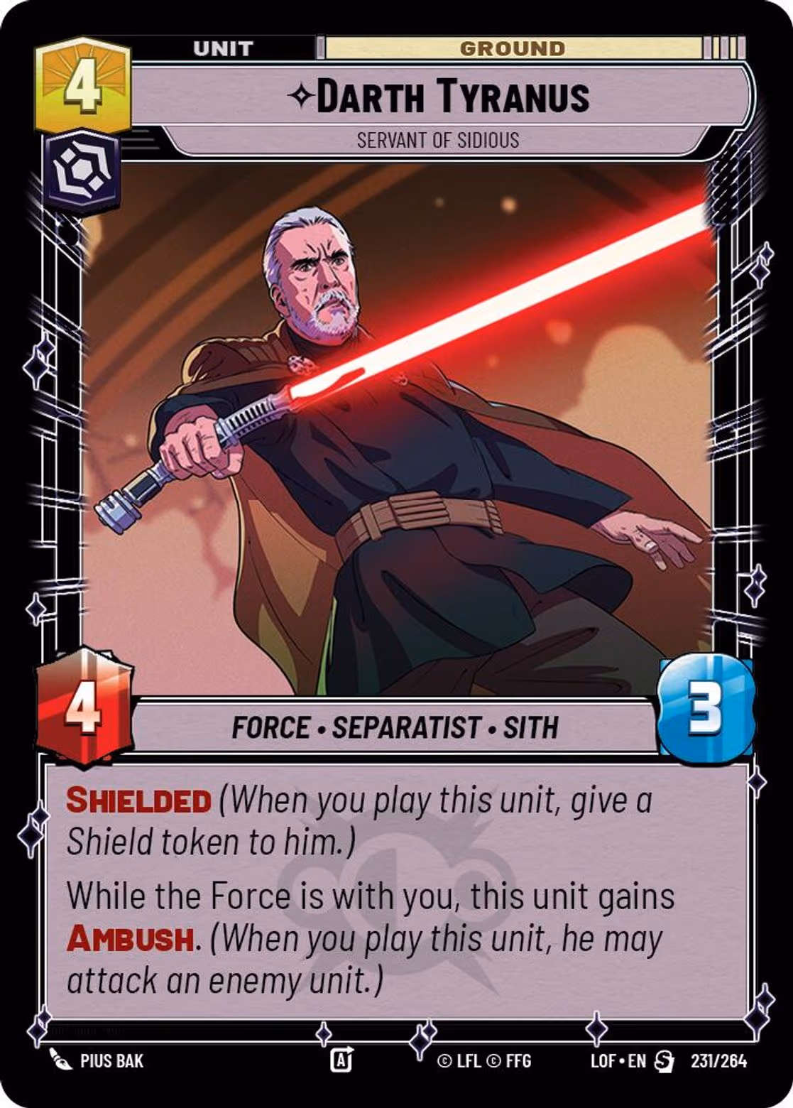 Darth Tyranus - Servant of Sidious LOF-231 Star Wars Unlimited card