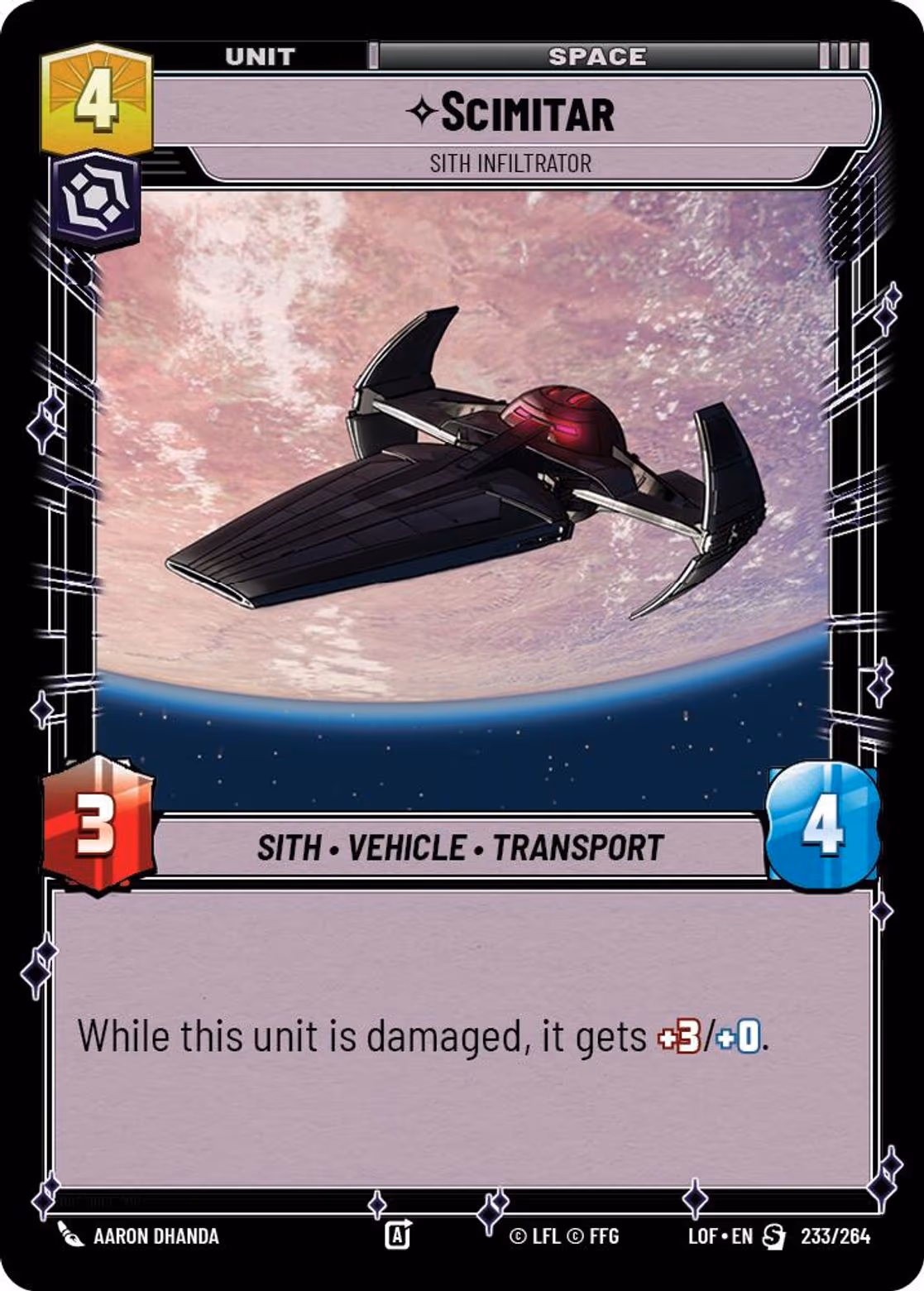 Scimitar - Sith Infiltrator LOF-233 Star Wars Unlimited card