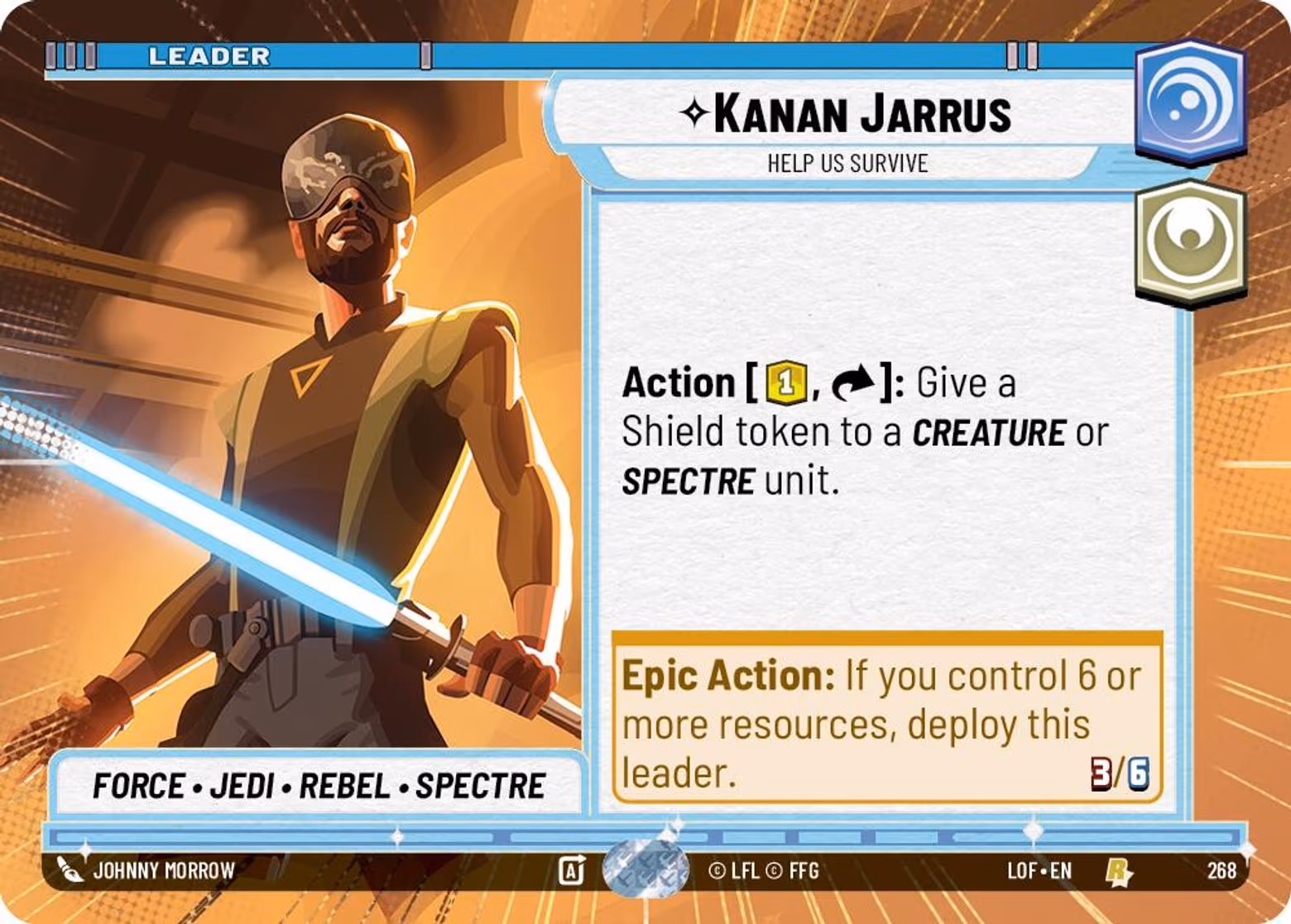 Kanan Jarrus - Help Us Survive LOF-268 Hyperspace Star Wars Unlimited card