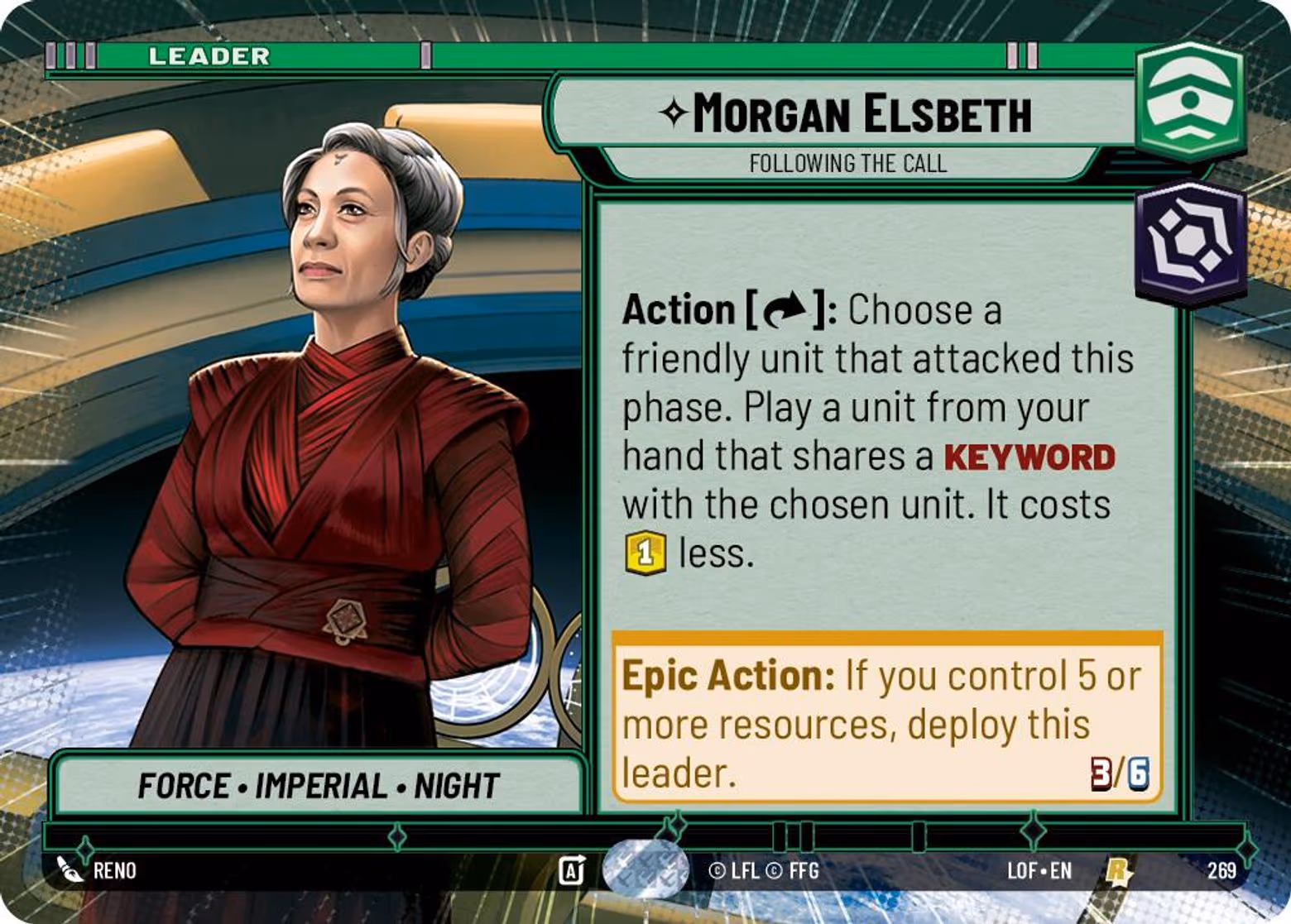 Morgan Elsbeth - Following the Call LOF-269 Hyperspace Star Wars Unlimited card