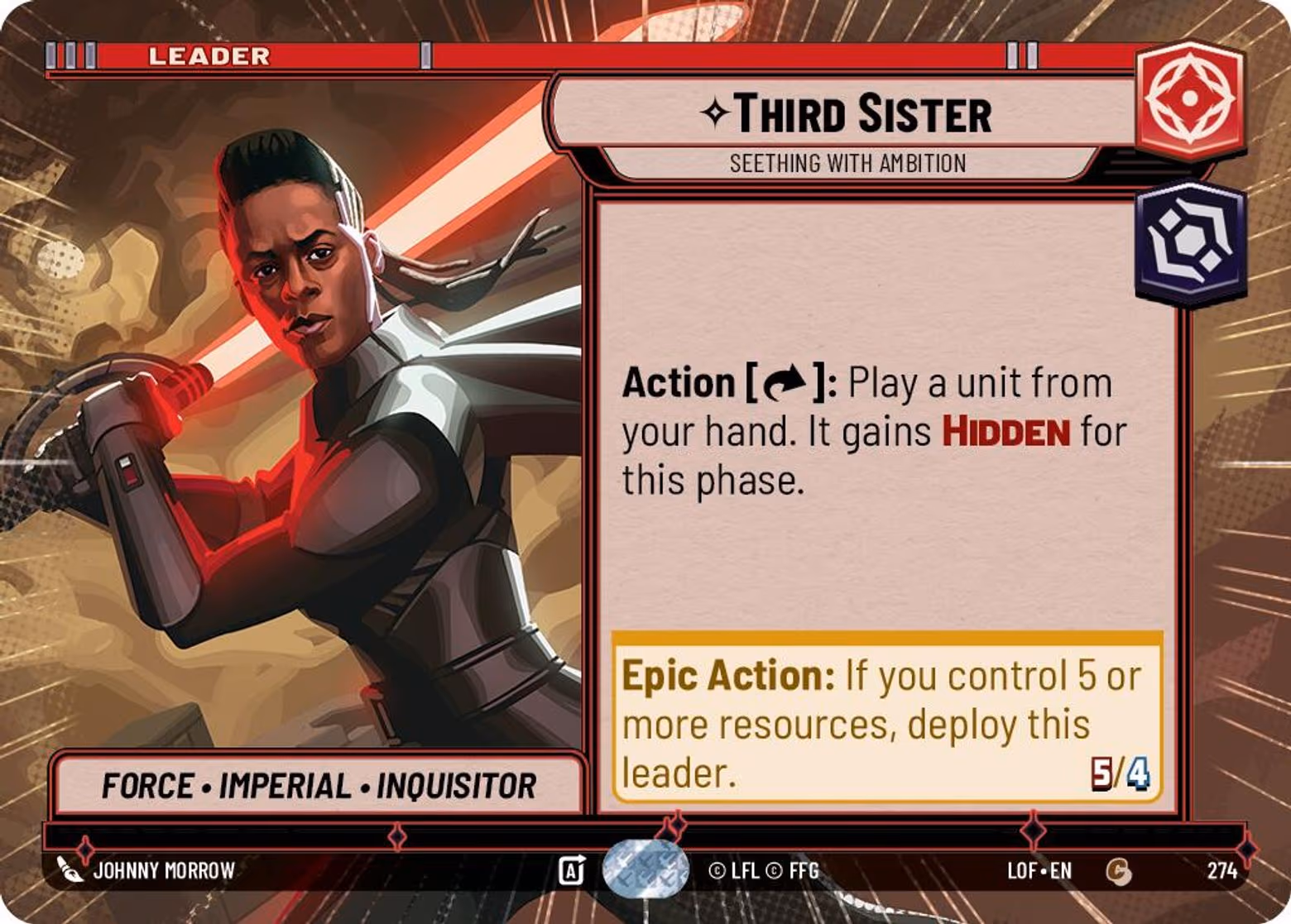 Third Sister - Seething With Ambition LOF-274 Hyperspace Star Wars Unlimited card