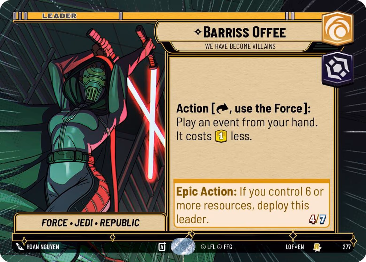 Barriss Offee - We Have Become Villains LOF-277 Hyperspace Star Wars Unlimited card
