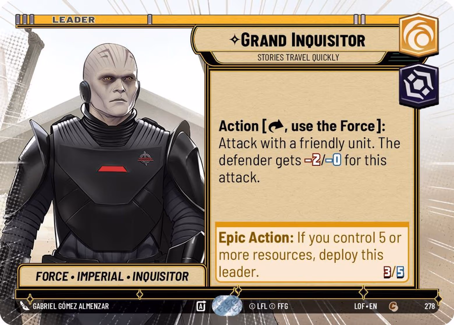 Grand Inquisitor - Stories Travel Quickly LOF-278 Hyperspace Star Wars Unlimited card