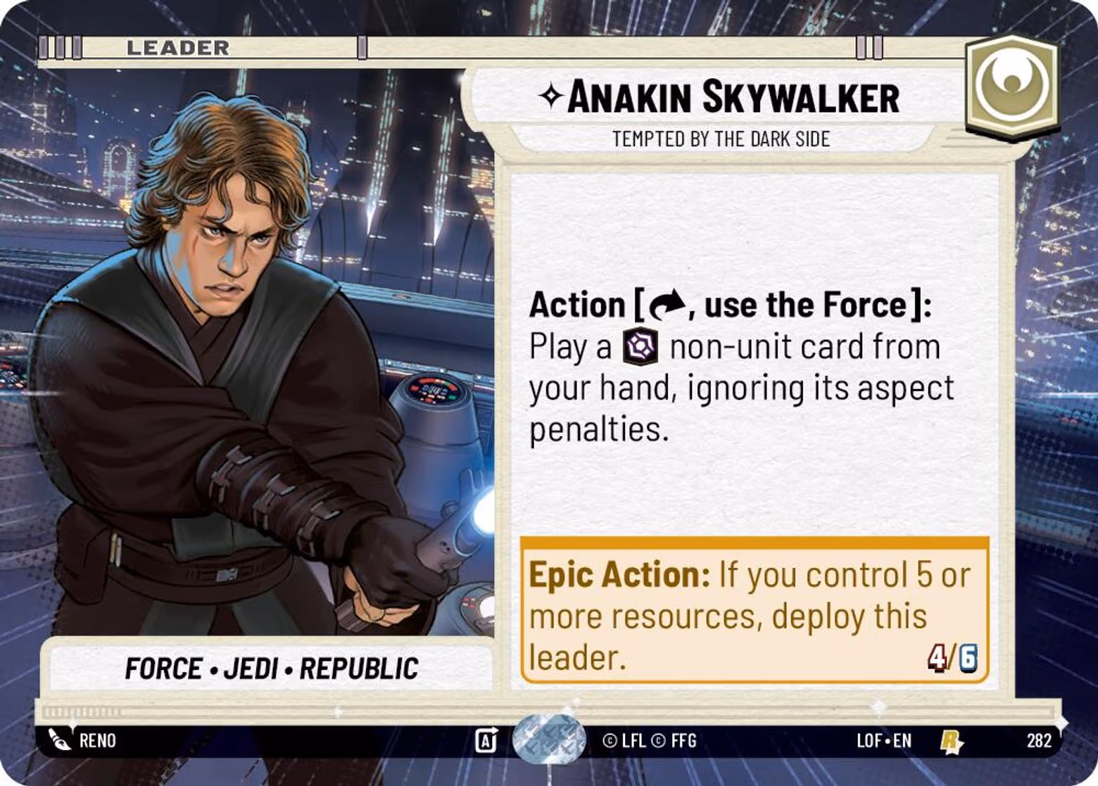 Anakin Skywalker - Tempted by the Dark Side LOF-282 Hyperspace Star Wars Unlimited card