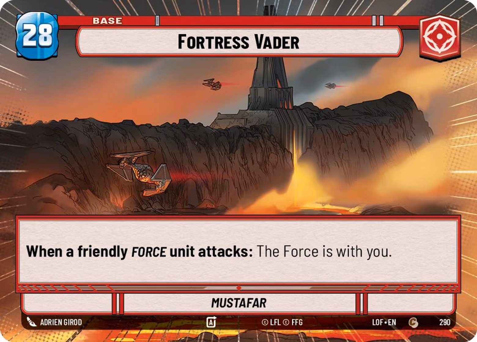 Fortress Vader - Mustafar LOF-290 Hyperspace Star Wars Unlimited card