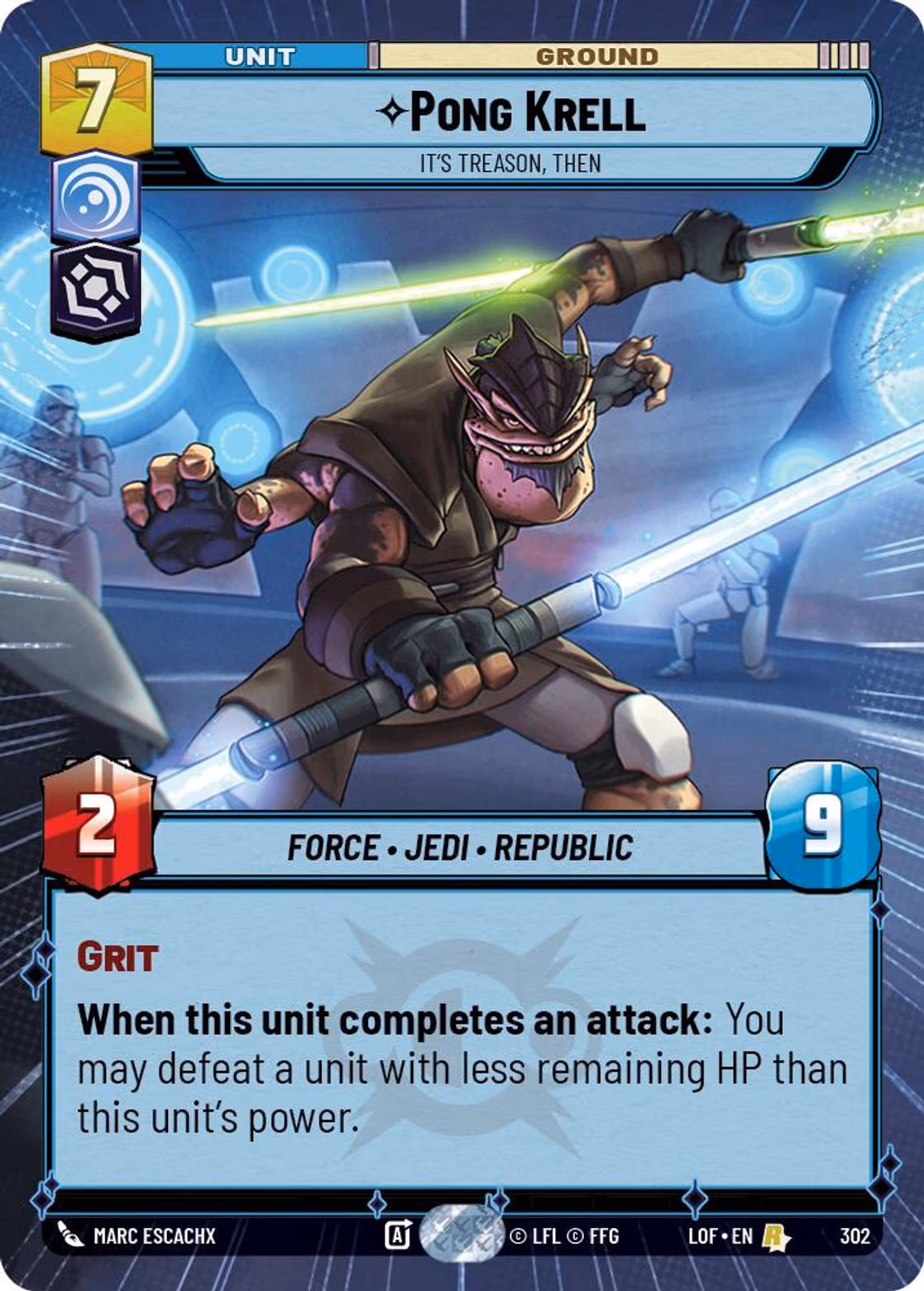 Pong Krell - It's Treason, Then LOF-302 Hyperspace Star Wars Unlimited card