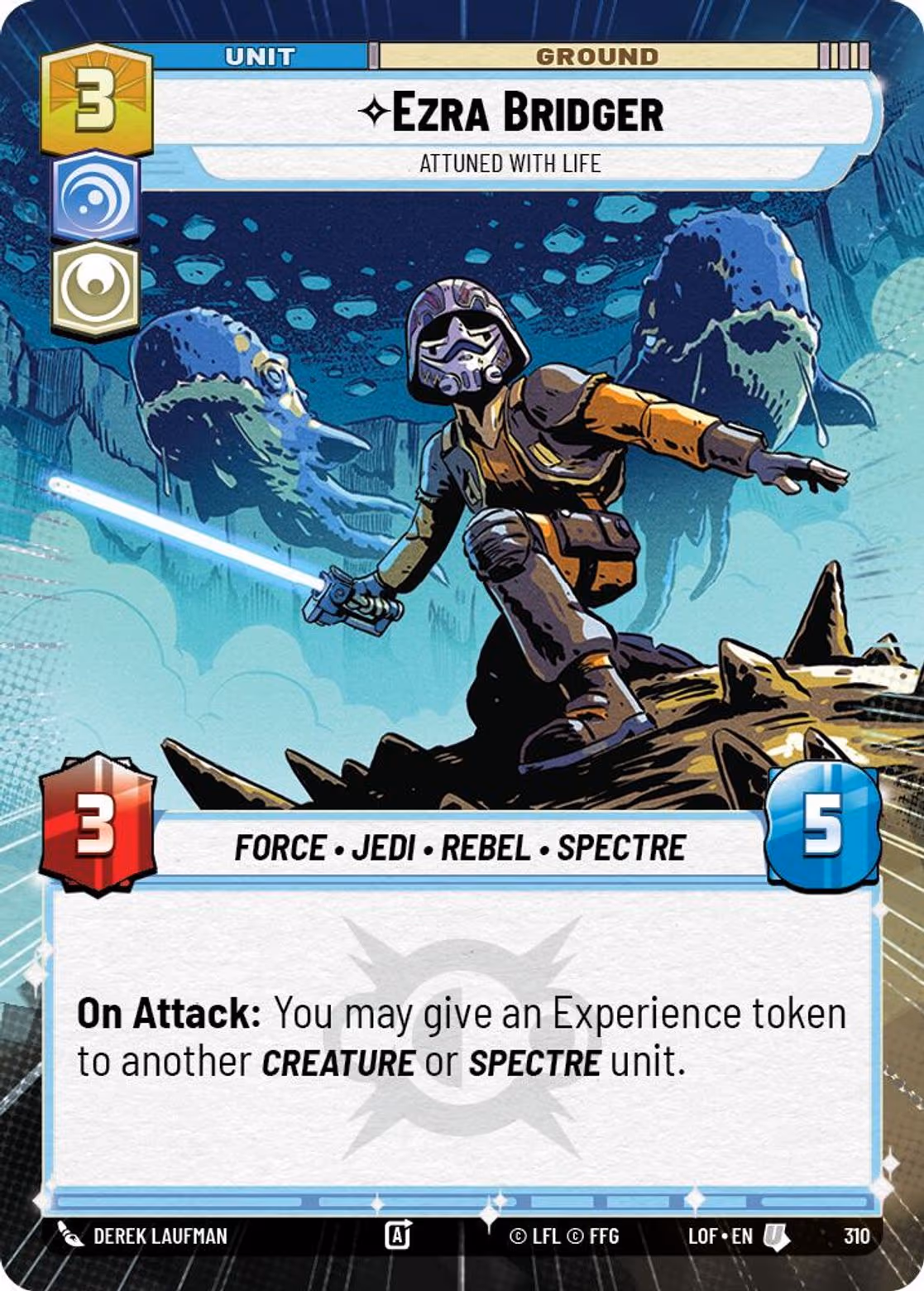 Ezra Bridger - Attuned With Life LOF-310 Hyperspace Star Wars Unlimited card