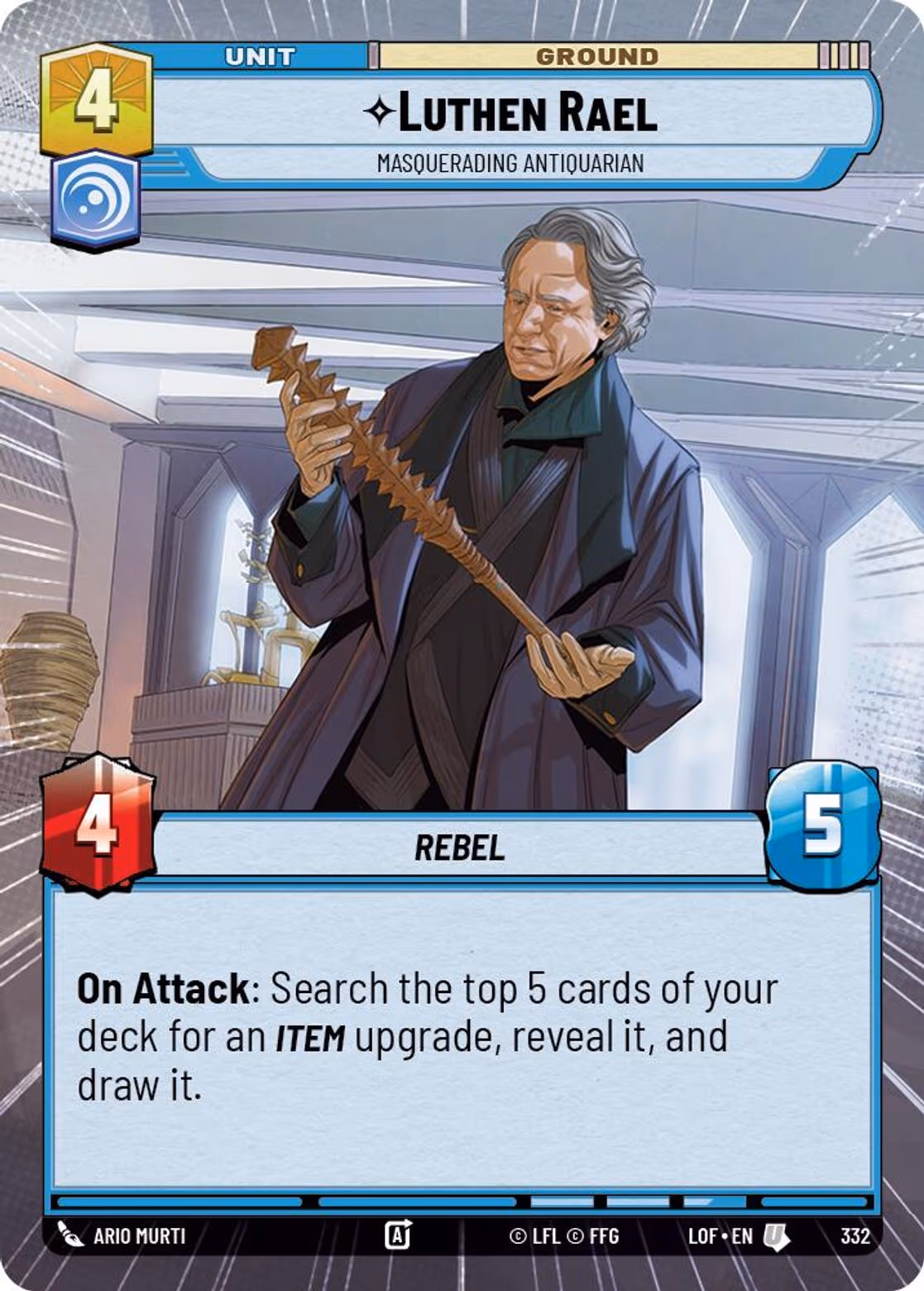 Luthen Rael - Masquerading Antiquarian LOF-332 Hyperspace Star Wars Unlimited card