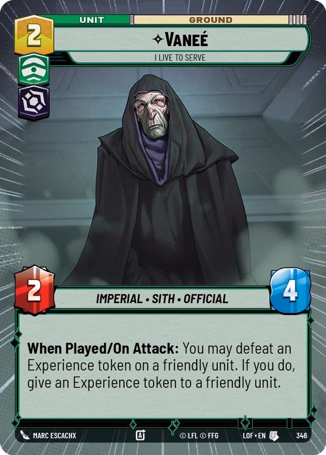 Vaneé - I Live to Serve LOF-346 Hyperspace Star Wars Unlimited card