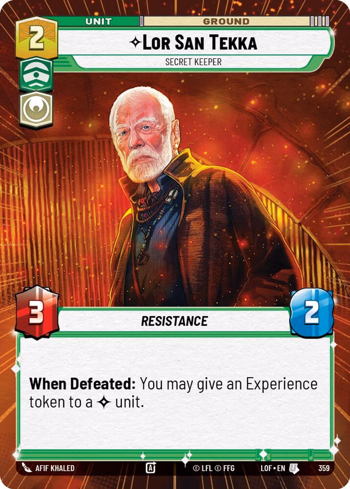 Lor San Tekka - Secret Keeper LOF-359 Hyperspace Star Wars Unlimited card
