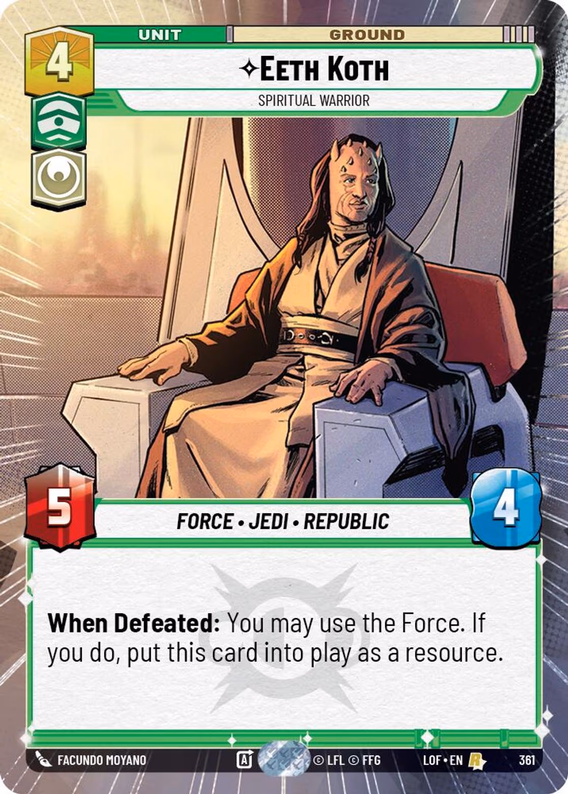 Eeth Koth - Spiritual Warrior LOF-361 Hyperspace Star Wars Unlimited card