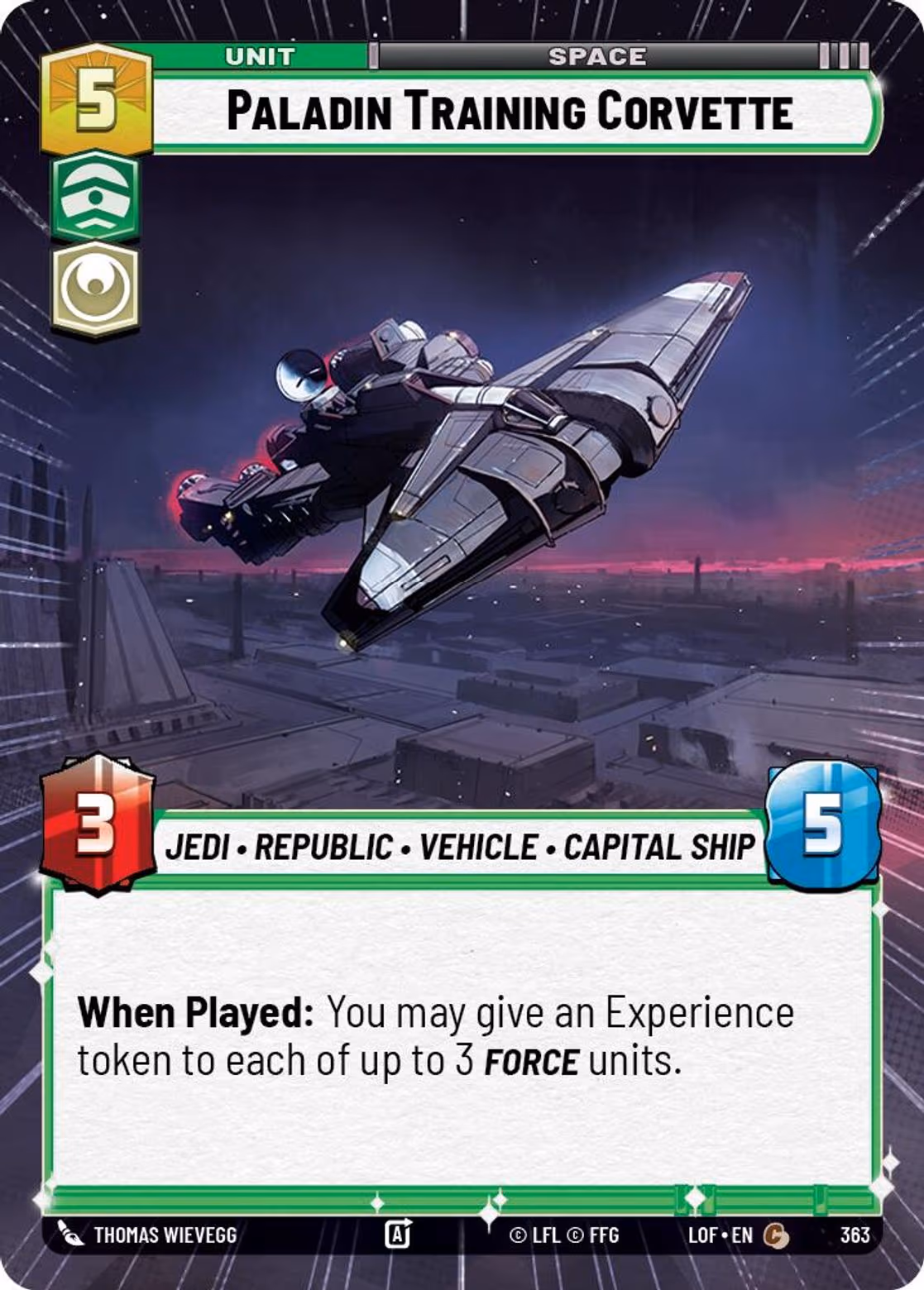 Paladin Training Corvette LOF-363 Hyperspace Star Wars Unlimited card