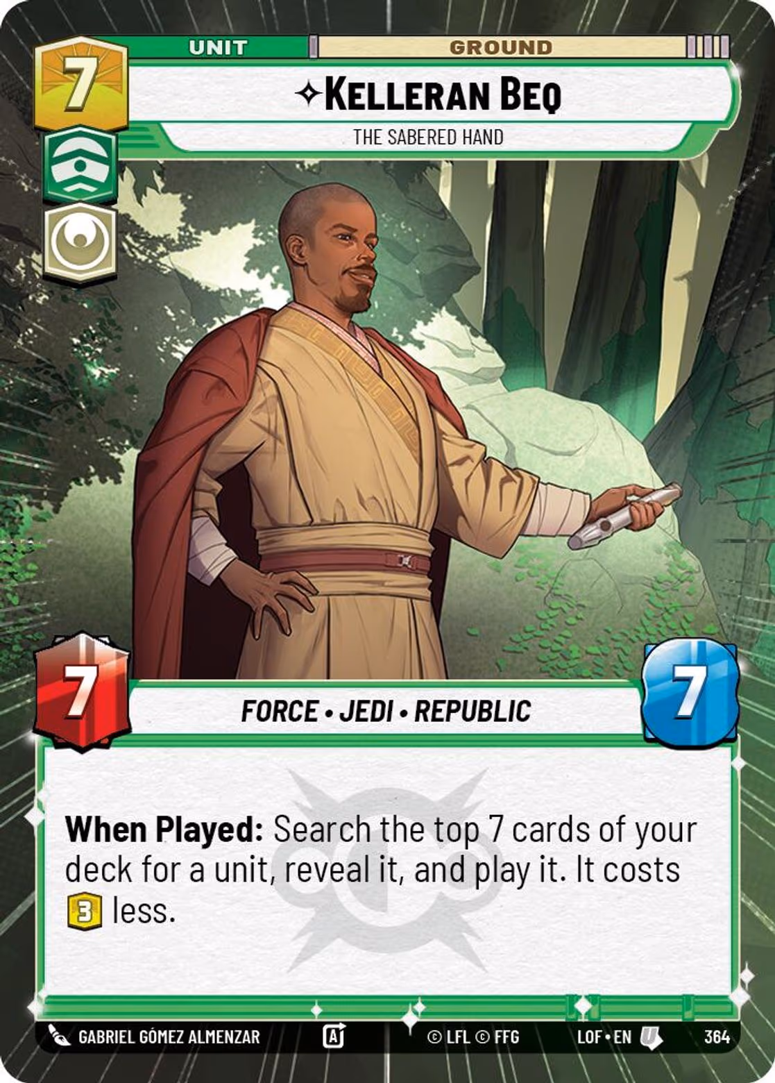 Kelleran Beq - The Sabered Hand LOF-364 Hyperspace Star Wars Unlimited card