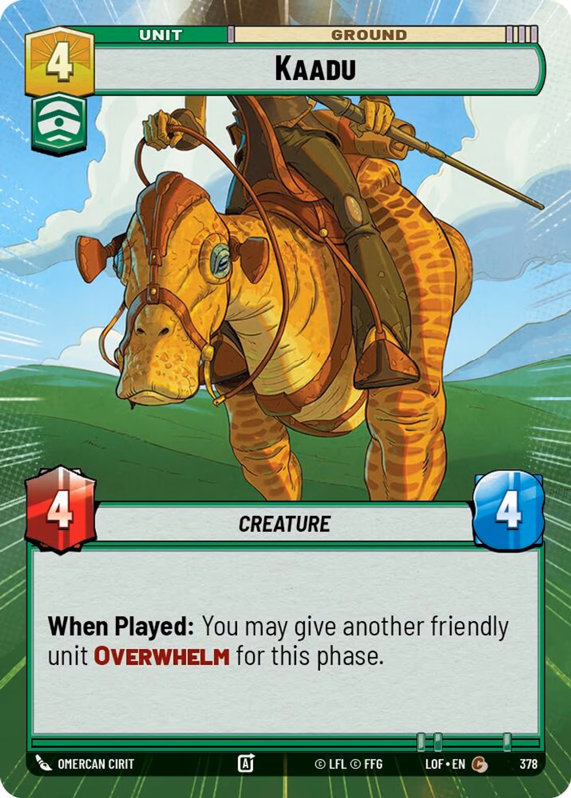 Kaadu LOF-378 Hyperspace Star Wars Unlimited card