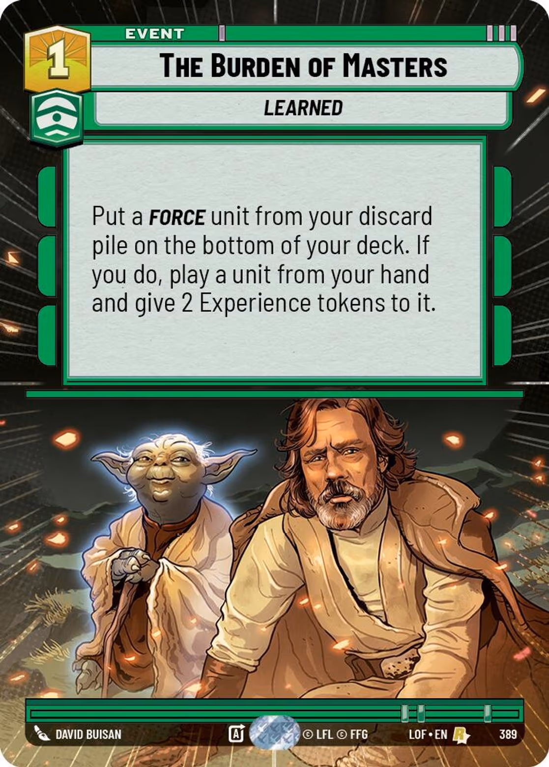 The Burden of Masters LOF-389 Hyperspace Star Wars Unlimited card