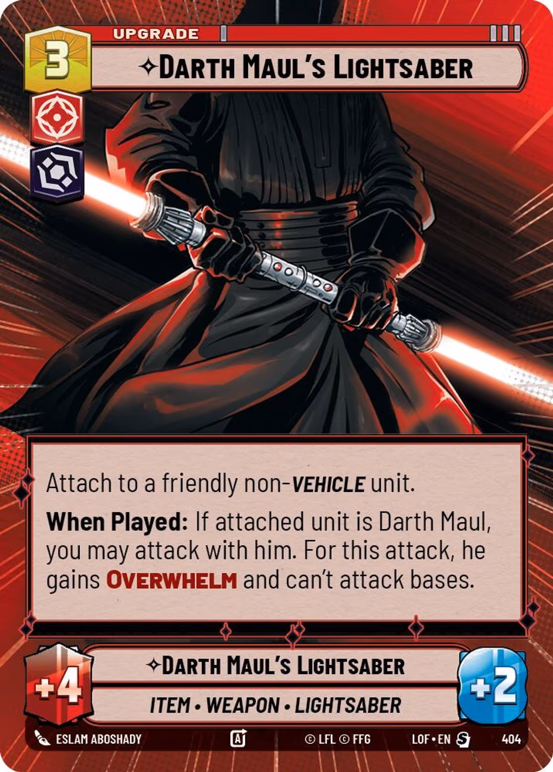 Darth Maul's Lightsaber LOF-404 Hyperspace Star Wars Unlimited card