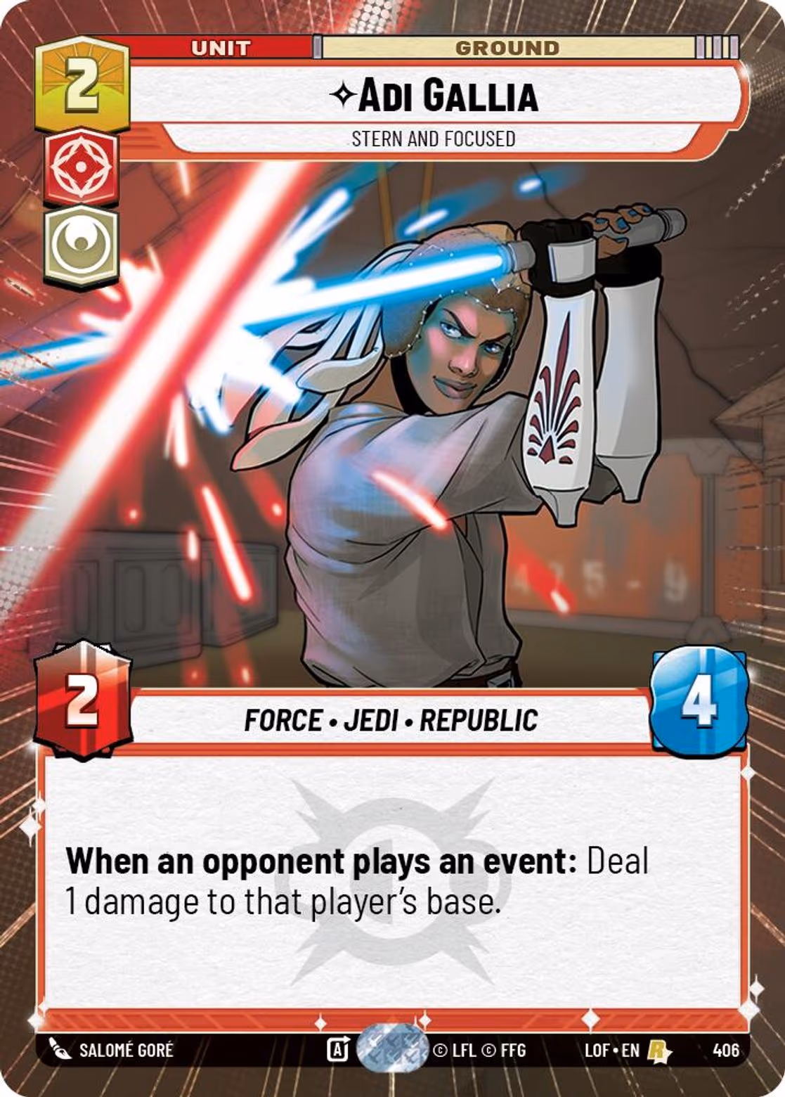 Adi Gallia - Stern and Focused LOF-406 Hyperspace Star Wars Unlimited card