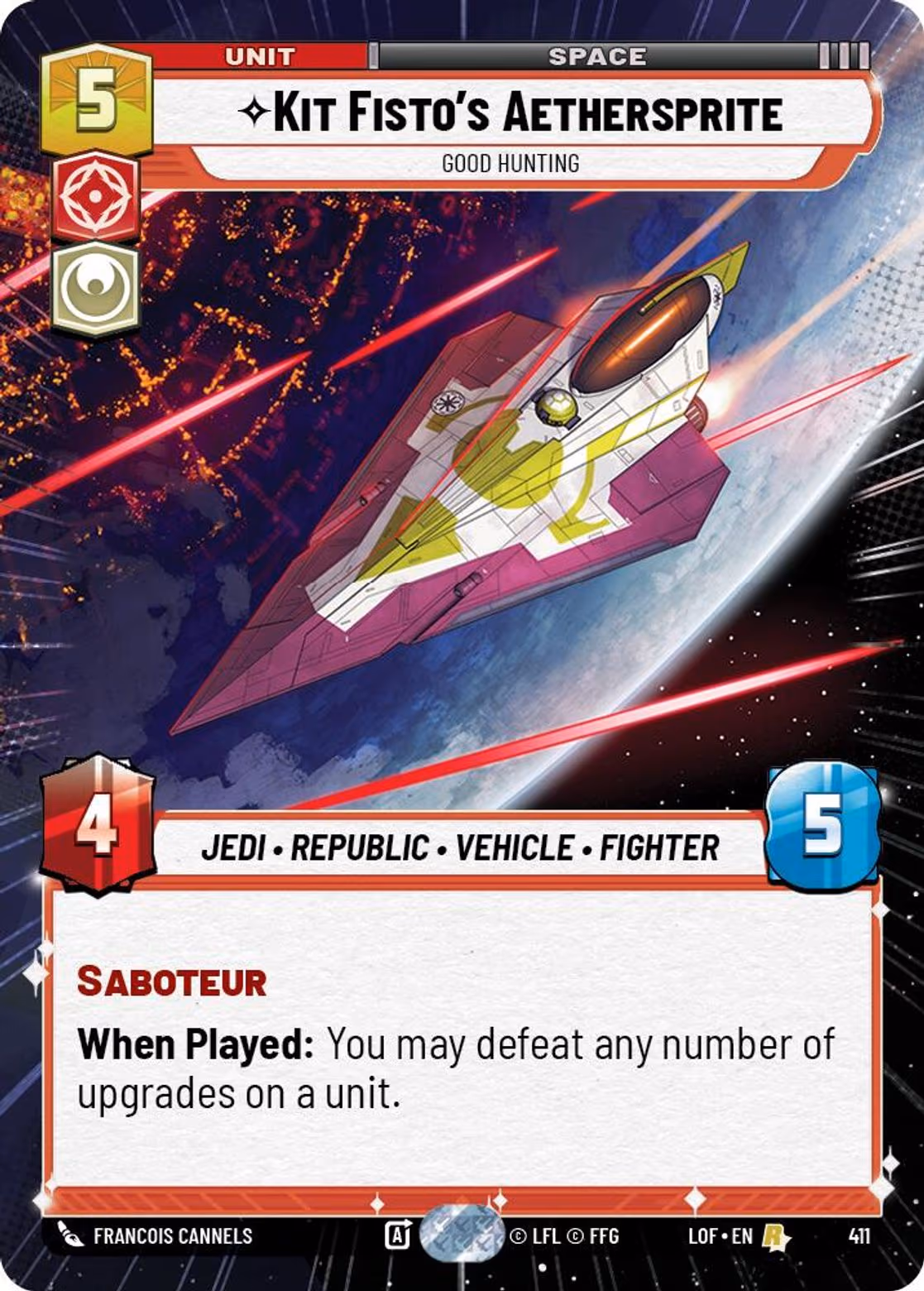 Kit Fisto's Aethersprite - Good Hunting LOF-411 Hyperspace Star Wars Unlimited card