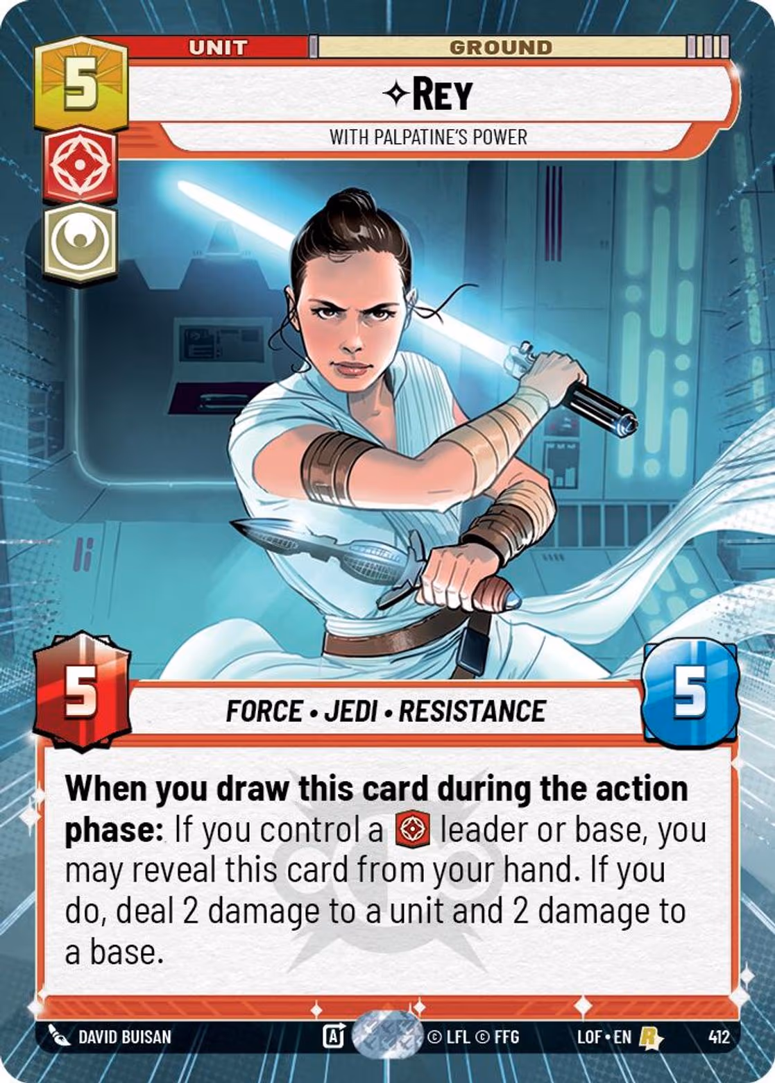 Rey - With Palpatine's Power LOF-412 Hyperspace Star Wars Unlimited card