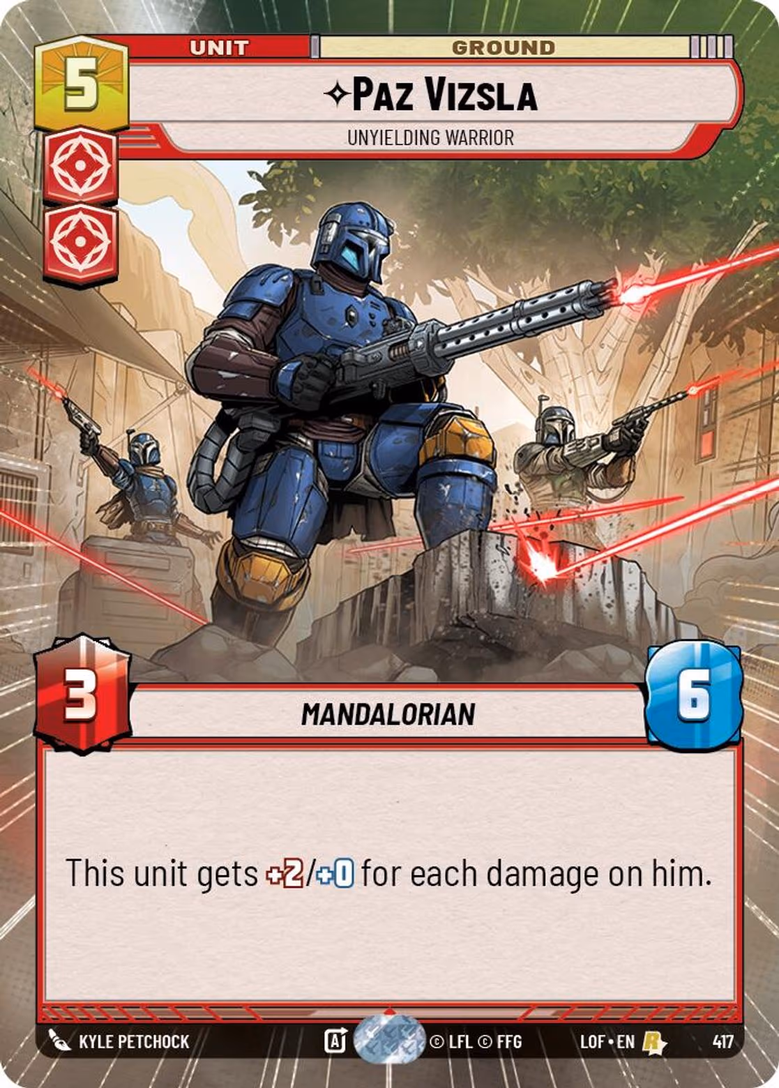 Paz Vizsla - Unyielding Warrior LOF-417 Hyperspace Star Wars Unlimited card