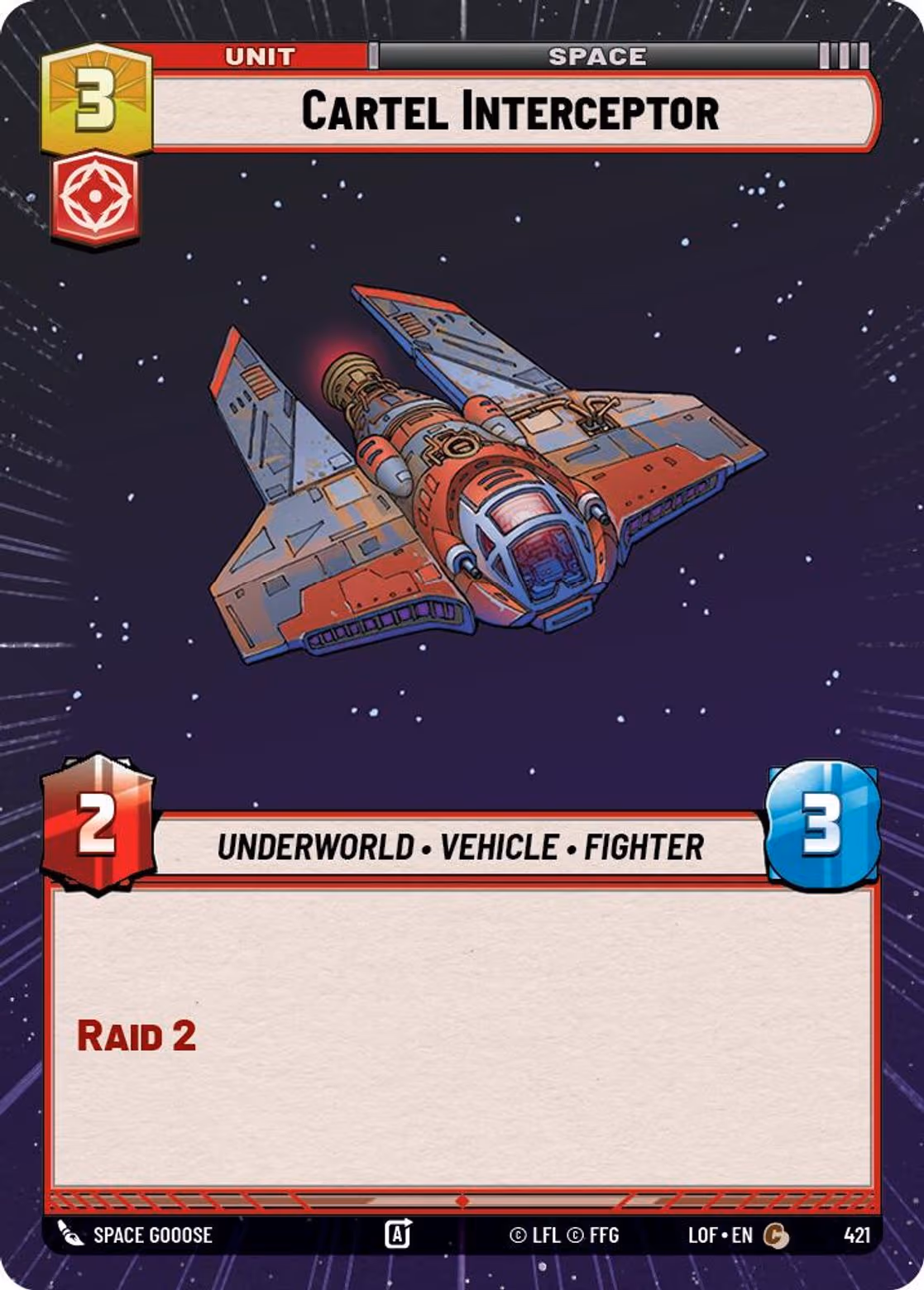 Cartel Interceptor LOF-421 Hyperspace Star Wars Unlimited card