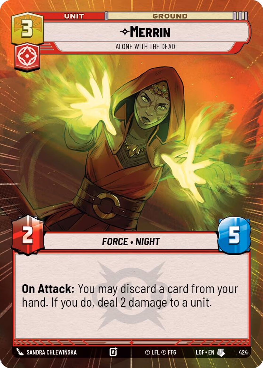 Merrin - Alone with the Dead LOF-424 Hyperspace Star Wars Unlimited card