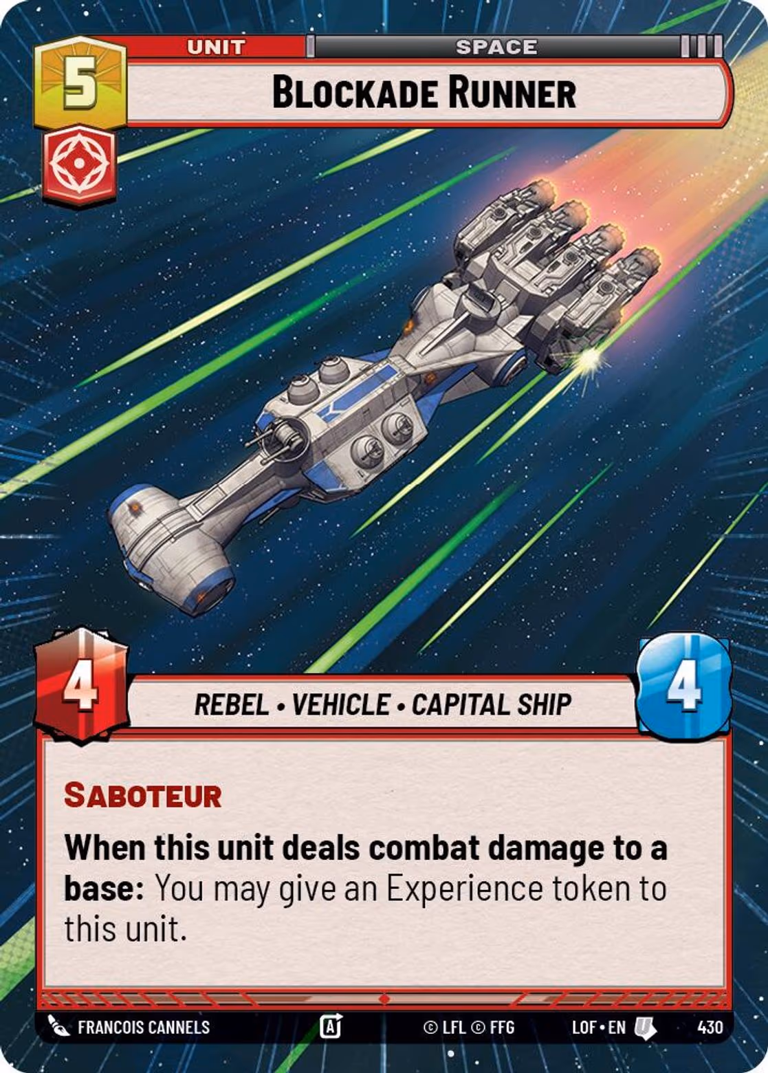 Blockade Runner LOF-430 Hyperspace Star Wars Unlimited card