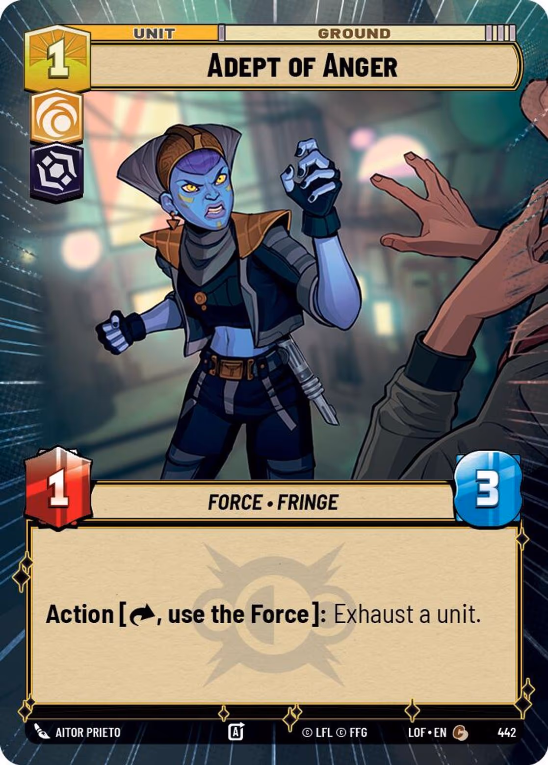 Adept of Anger LOF-442 Hyperspace Star Wars Unlimited card