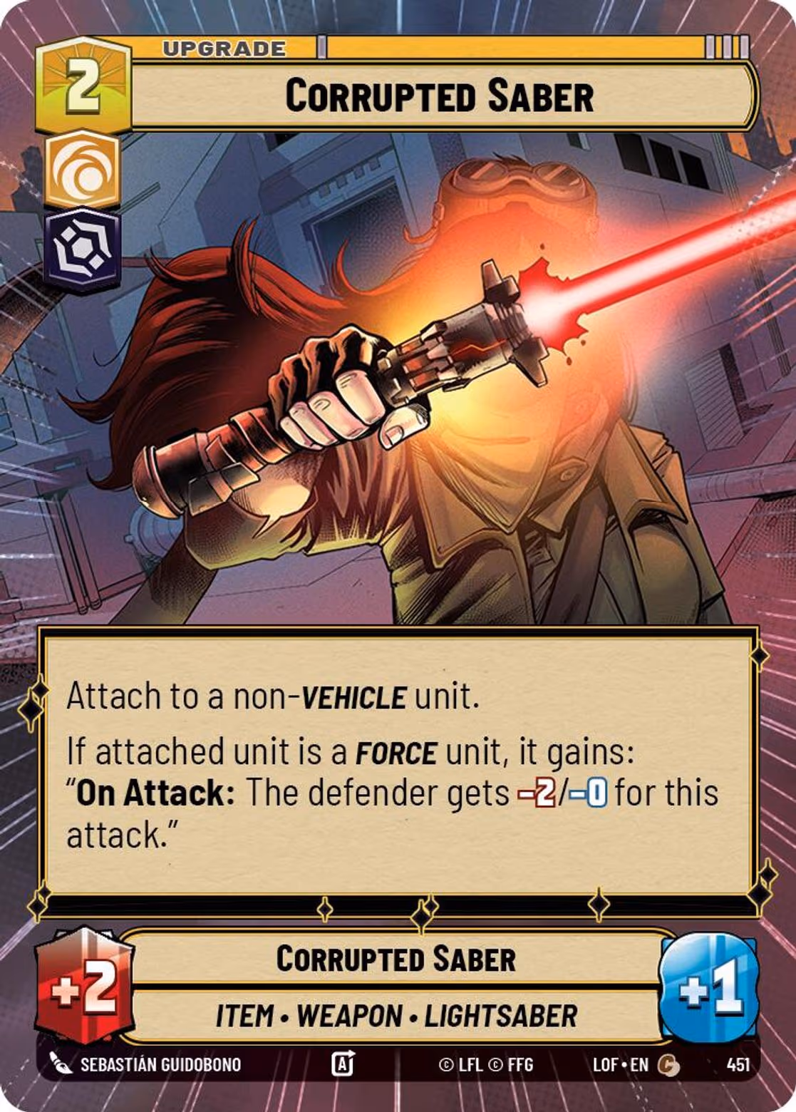 Corrupted Saber LOF-451 Hyperspace Star Wars Unlimited card