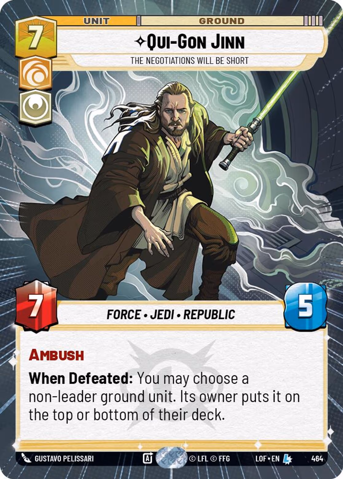 Qui-Gon Jinn - The Negotiations will be Short LOF-464 Hyperspace Star Wars Unlimited card