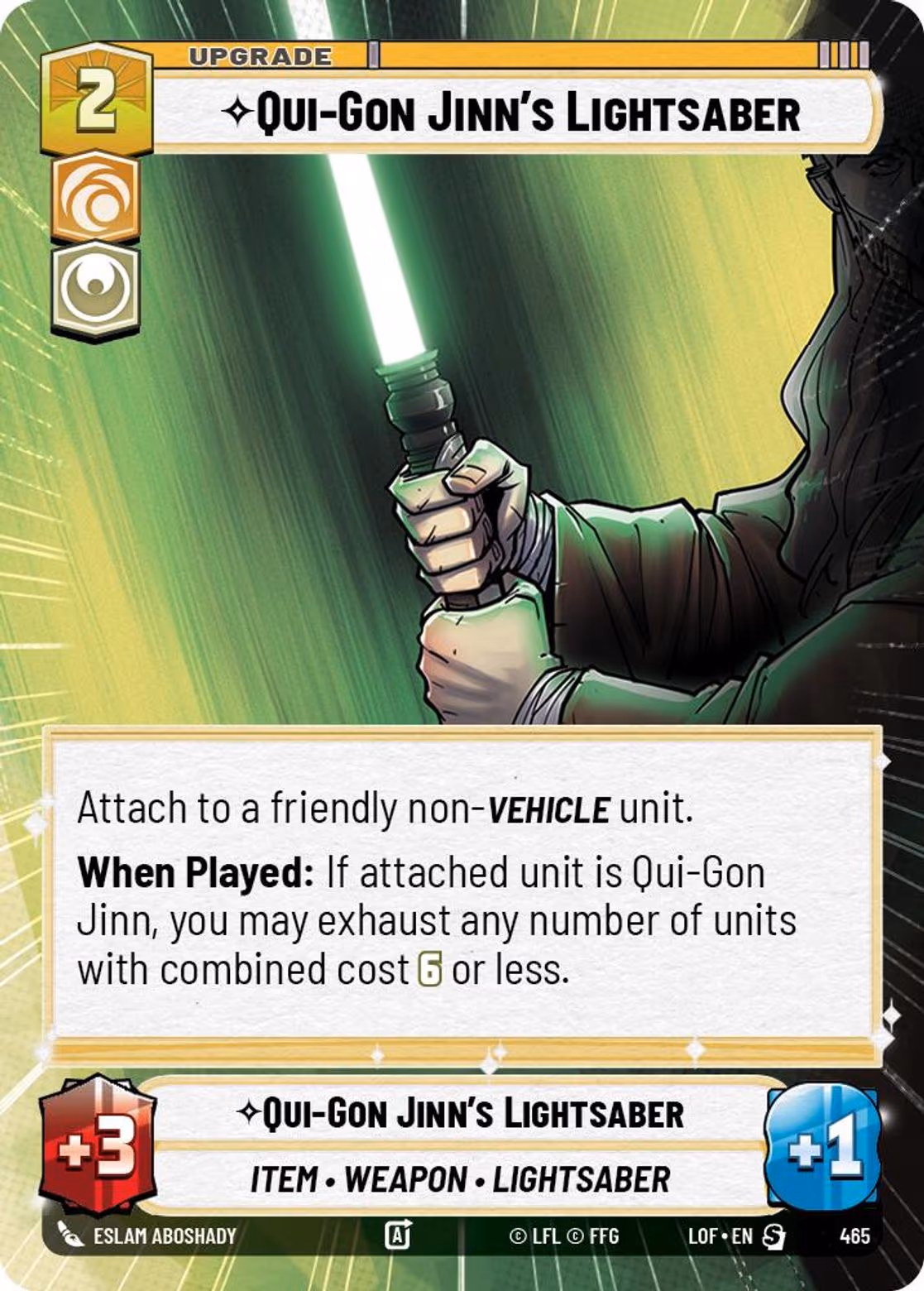 Qui-Gon Jinn's Lightsaber LOF-465 Hyperspace Star Wars Unlimited card