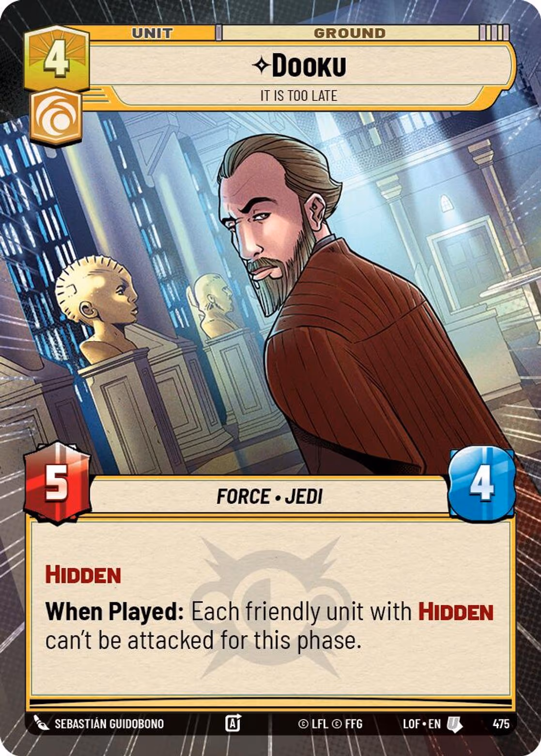 Dooku - It is Too Late LOF-475 Hyperspace Star Wars Unlimited card