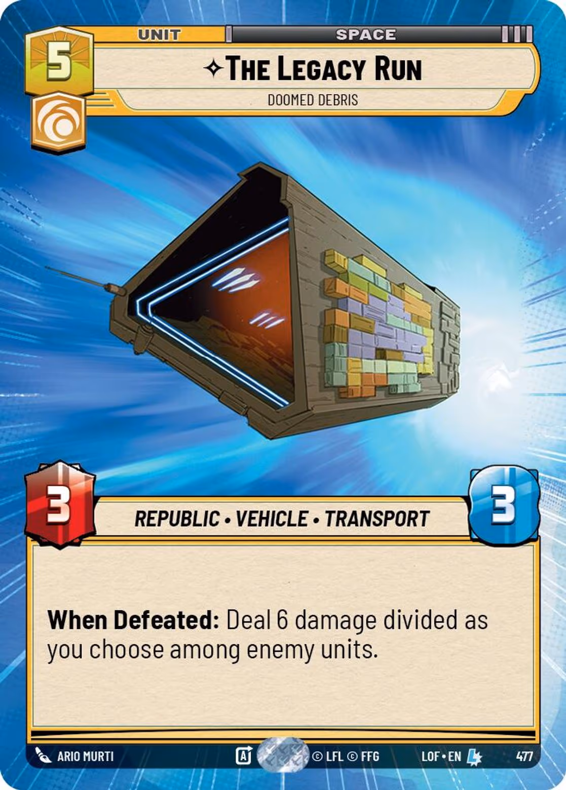 The Legacy Run - Doomed Debris LOF-477 Hyperspace Star Wars Unlimited card