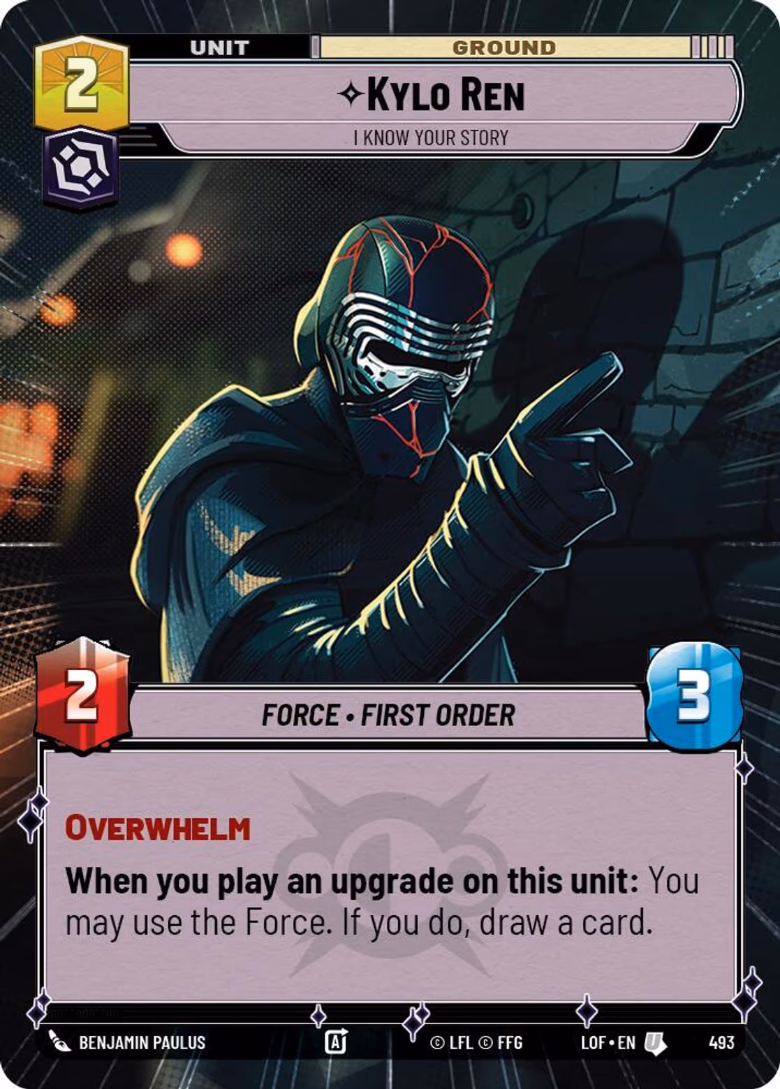 Kylo Ren - I Know Your Story LOF-493 Hyperspace Star Wars Unlimited card