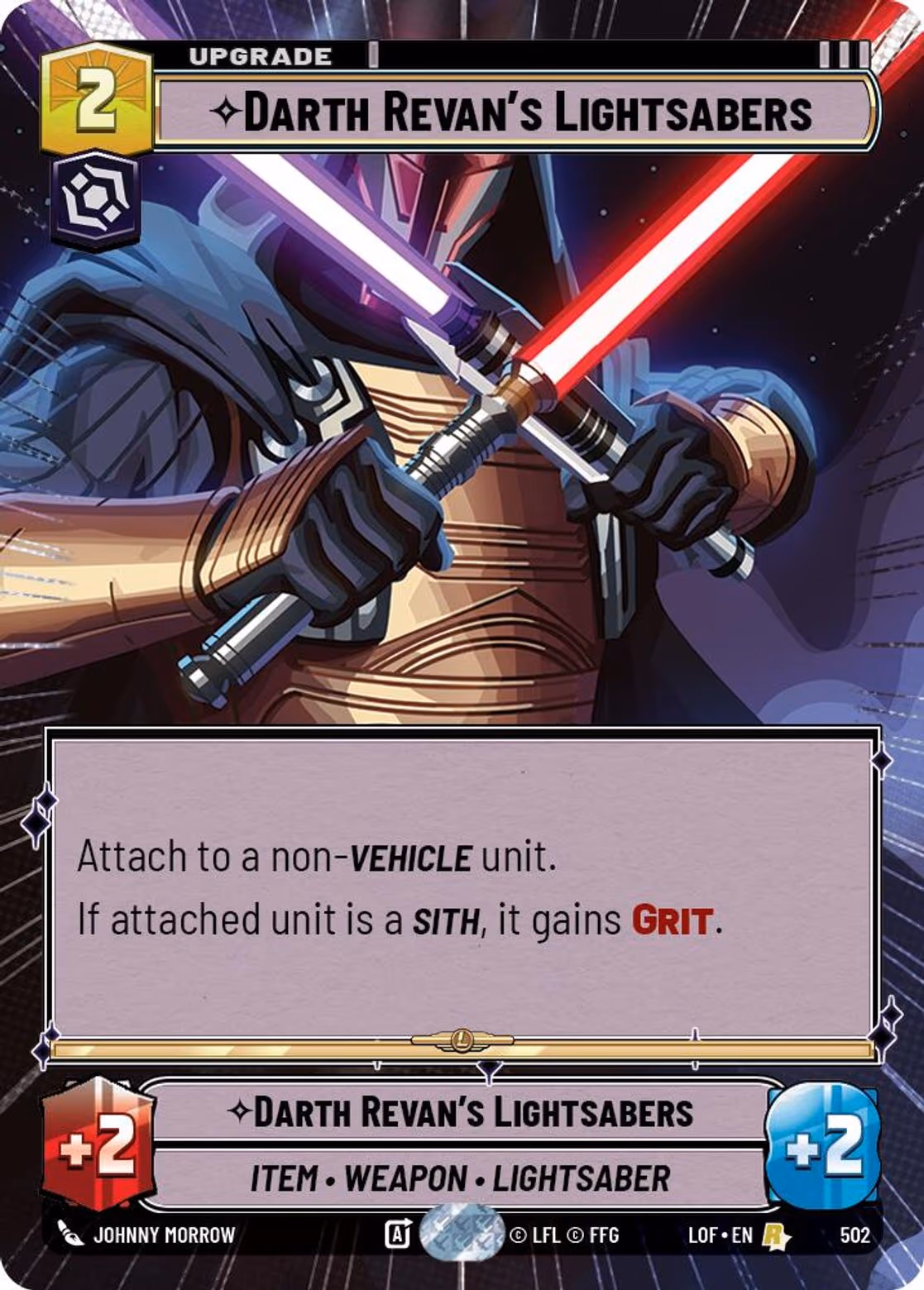 Darth Revan's Lightsaber LOF-502 Hyperspace Star Wars Unlimited card